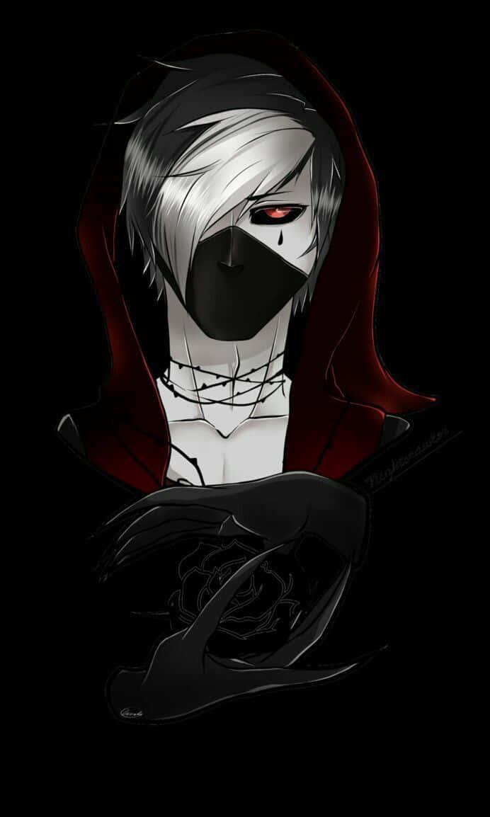 A mysterious dark anime boy with brooding eyes