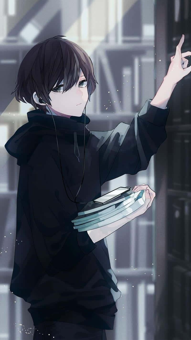 Ein geheimnisvoller dunkler anime junge mit stil