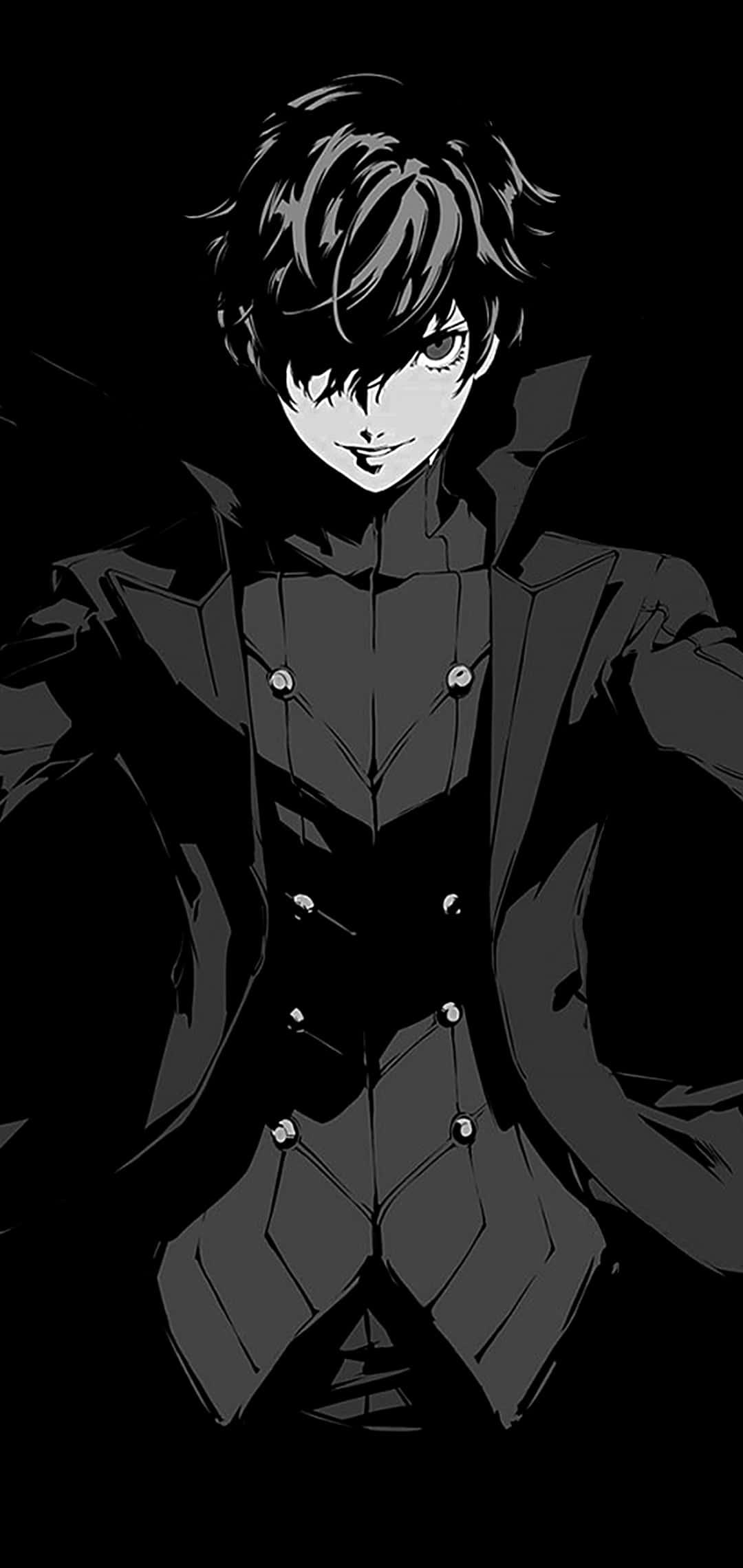 A mysterious dark-haired anime boy with an enigmatic aura.