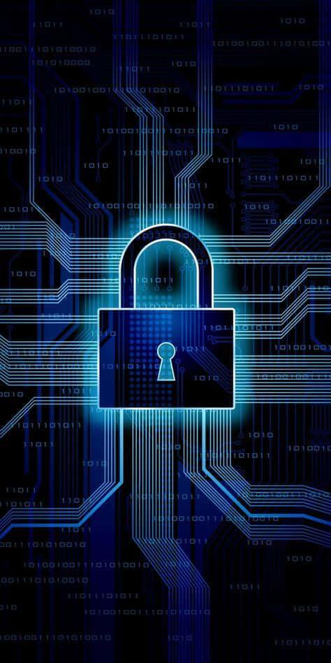 a padlock on a circuit board — 474x948 wallpaper