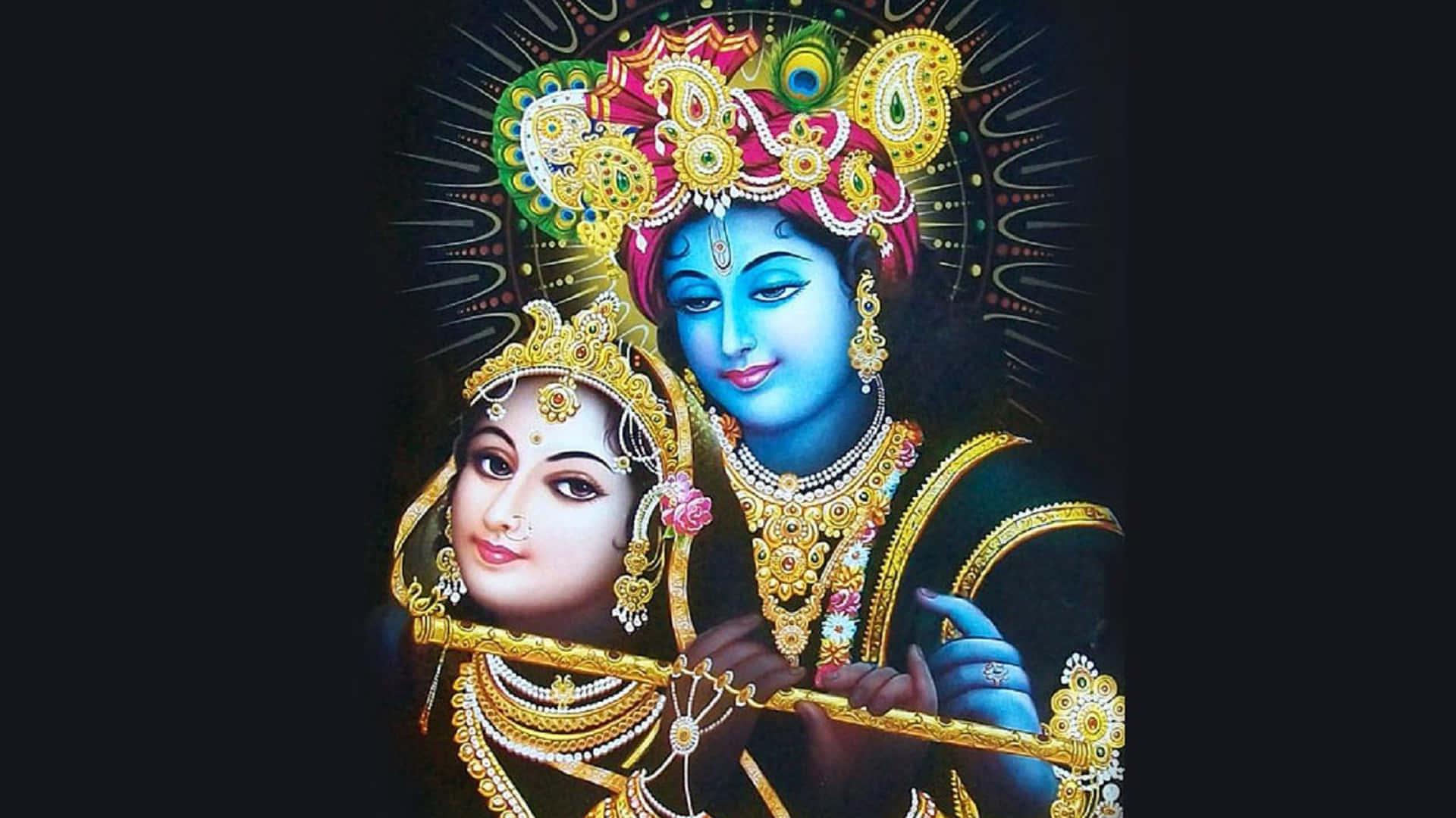 a painting of lord krishna and lord rama