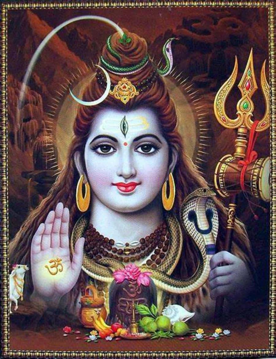 a painting of lord shiva with a lotus flower — 900x1168 wallpaper