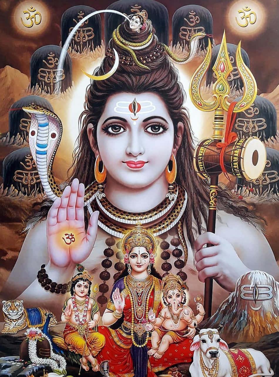 a painting of lord shiva with other deities — 950x1285 wallpaper