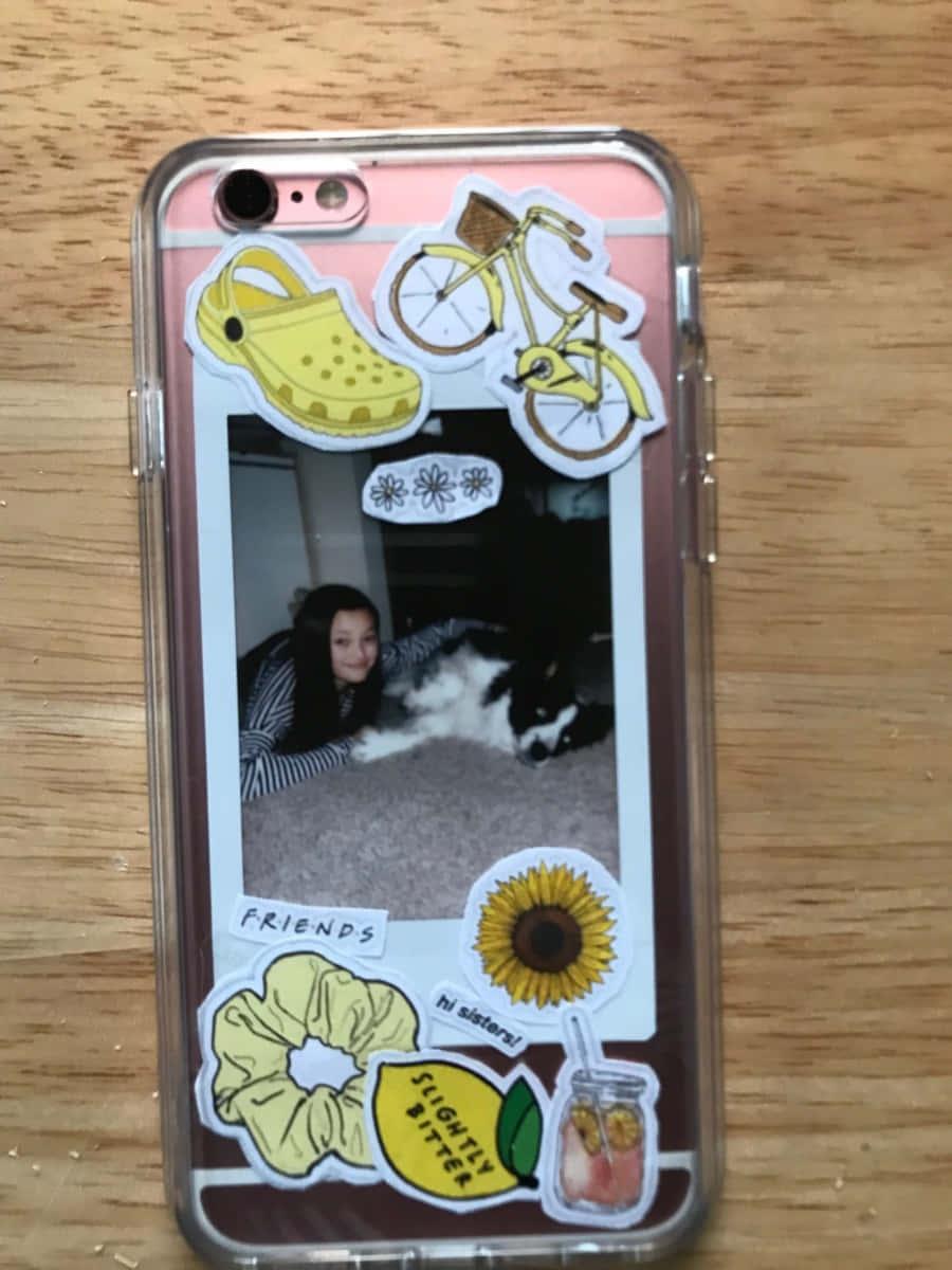 a phone case with a picture of a girl and a sunflower