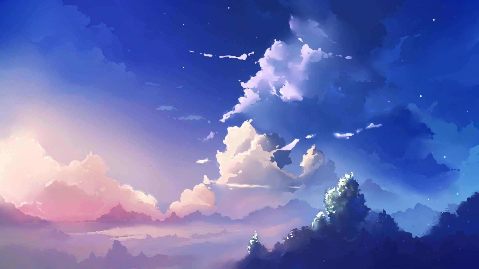 A picturesque lake amidst a hand-painted anime landscape — 1920x1080 wallpaper