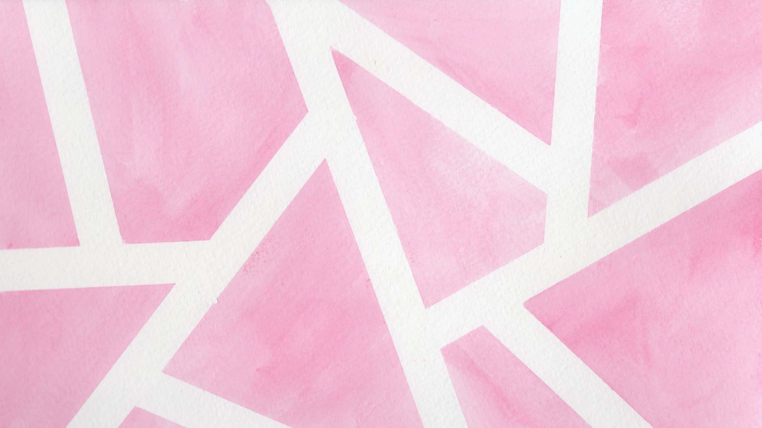 a pink and white watercolor painting with geometric shapes — 2560x1440 wallpaper