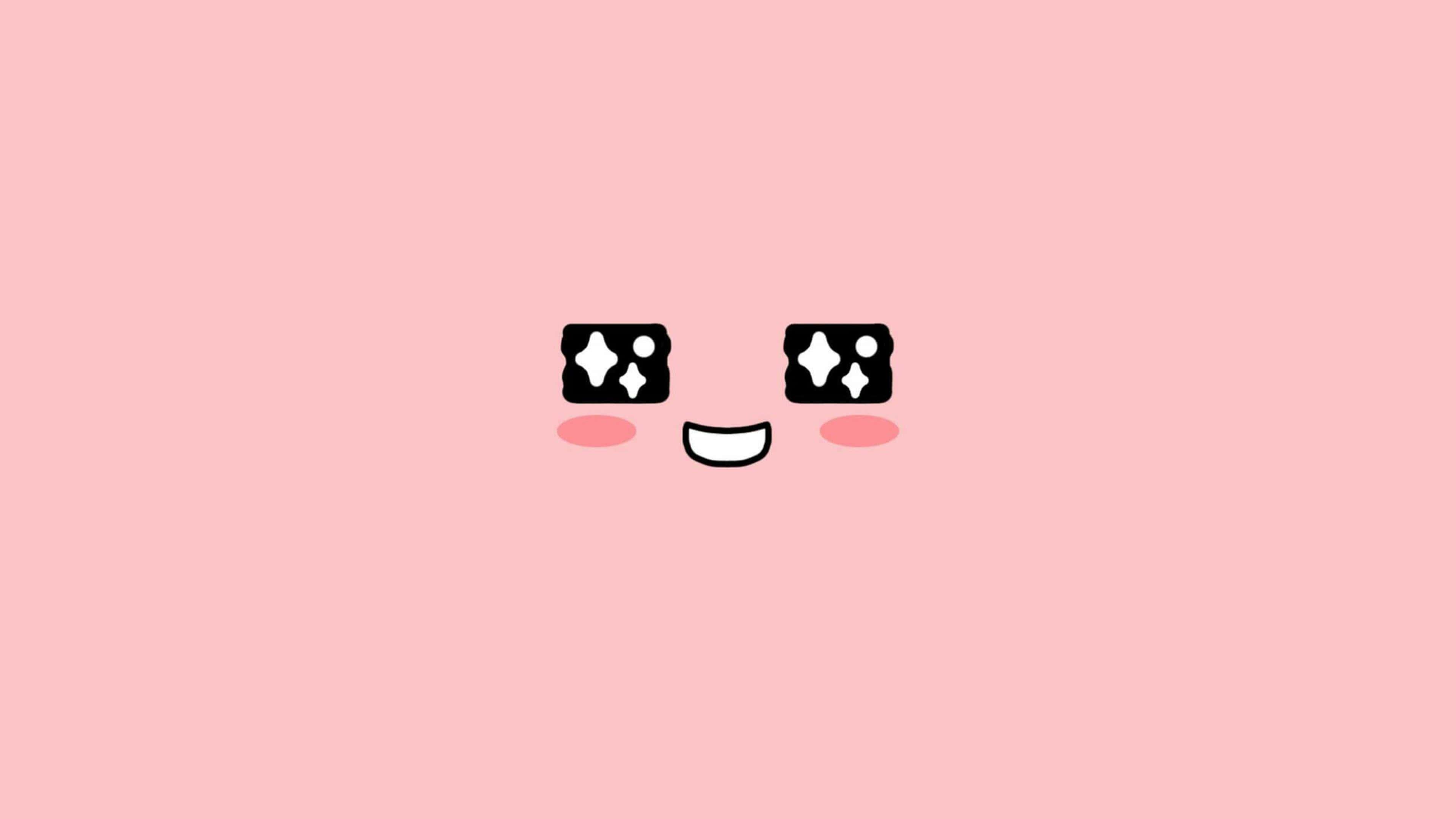 a pink background with a cute face on it — 3840x2160 wallpaper