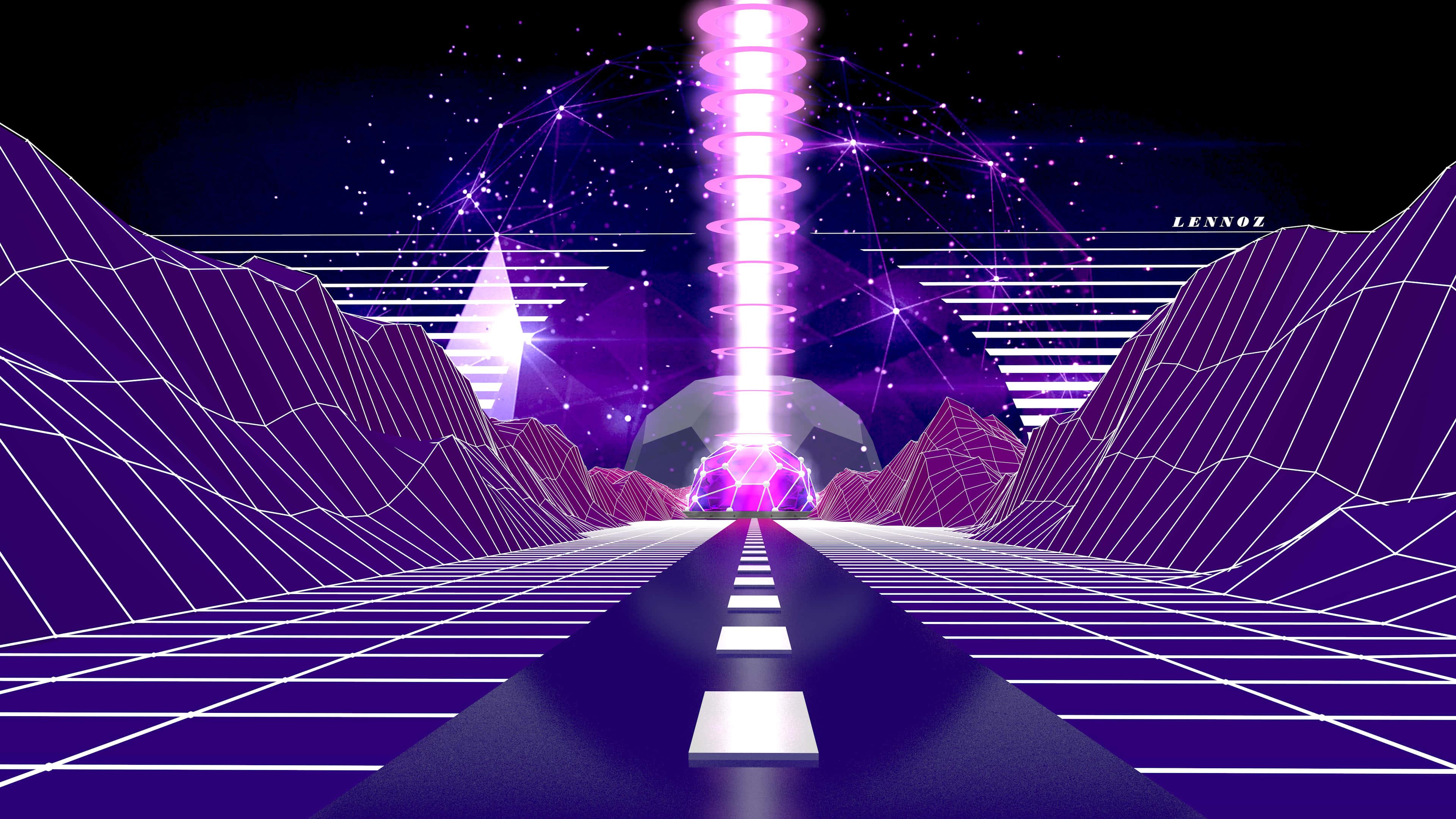 a purple and blue space with a purple light — 3840x2160 wallpaper