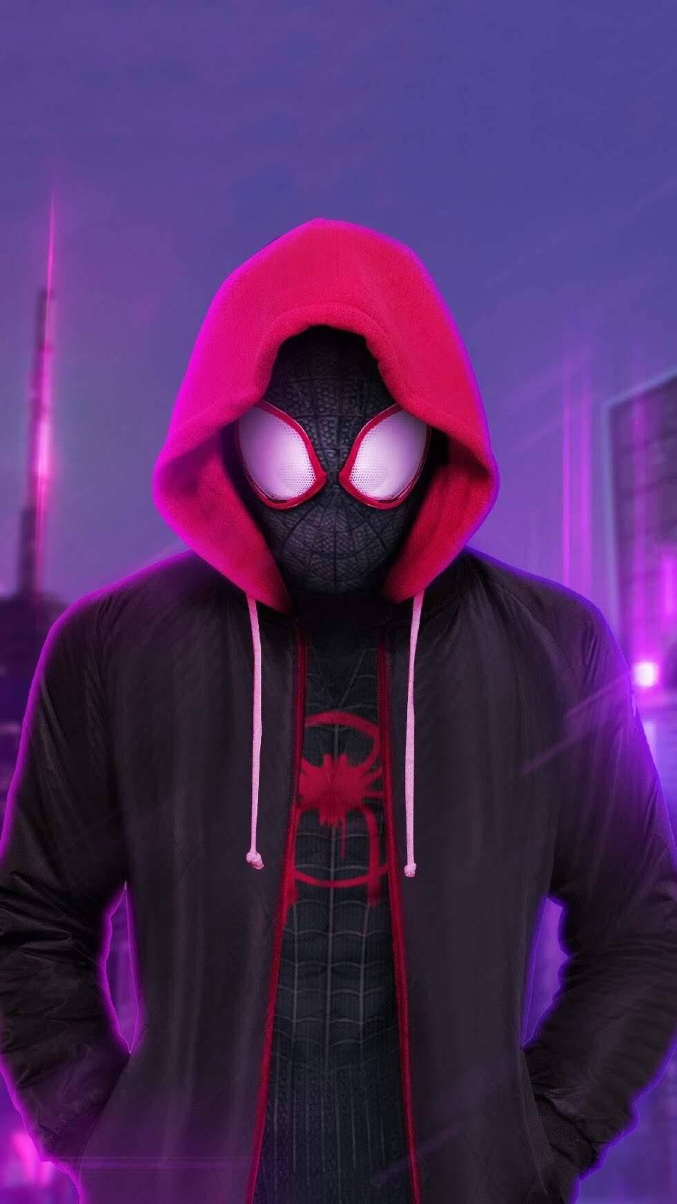 A Retro Wave Portrait of Miles Morales — 981x1743 wallpaper