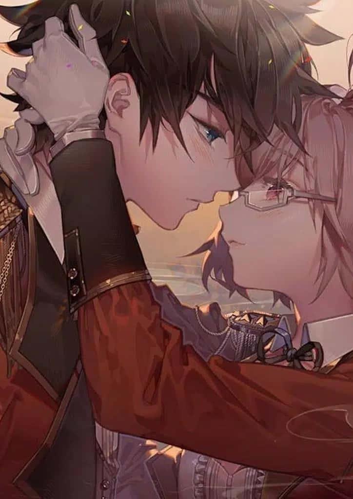 A romantic Anime couple enjoying a peaceful moment together — 724x1024 wallpaper