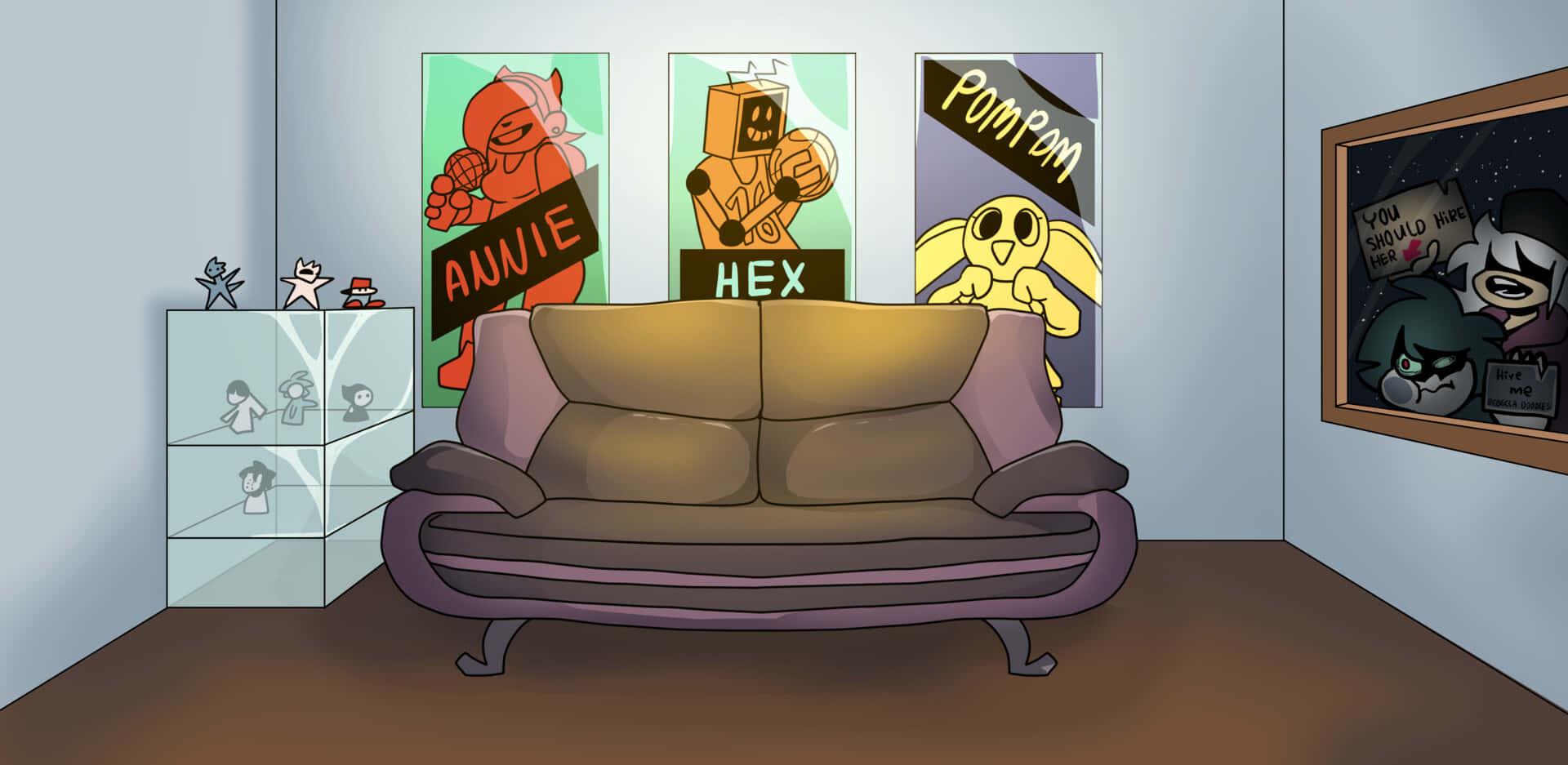 a room with a couch and a television — 1920x937 wallpaper