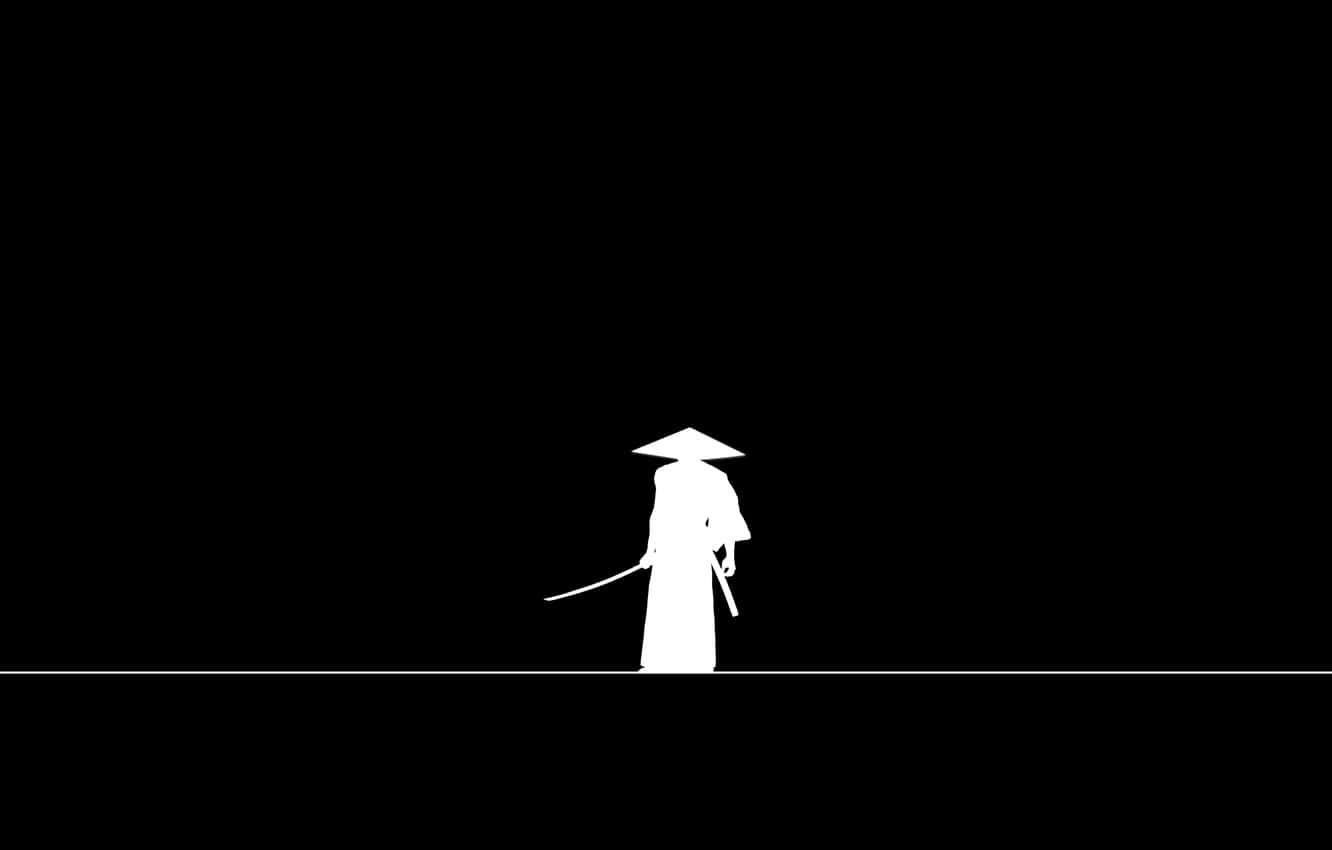 A Samuari Warrior Standing In A Japanese Garden — 1332x850 wallpaper