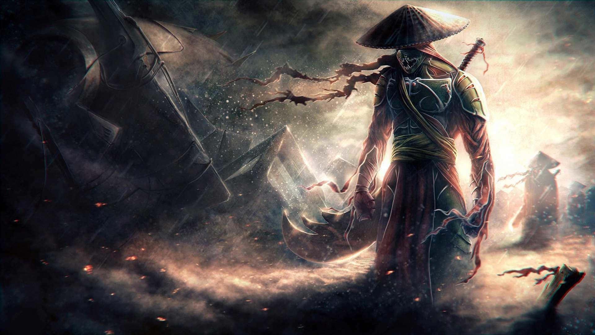 A Samurai Arranges His Armor Before Battle — 1920x1080 wallpaper