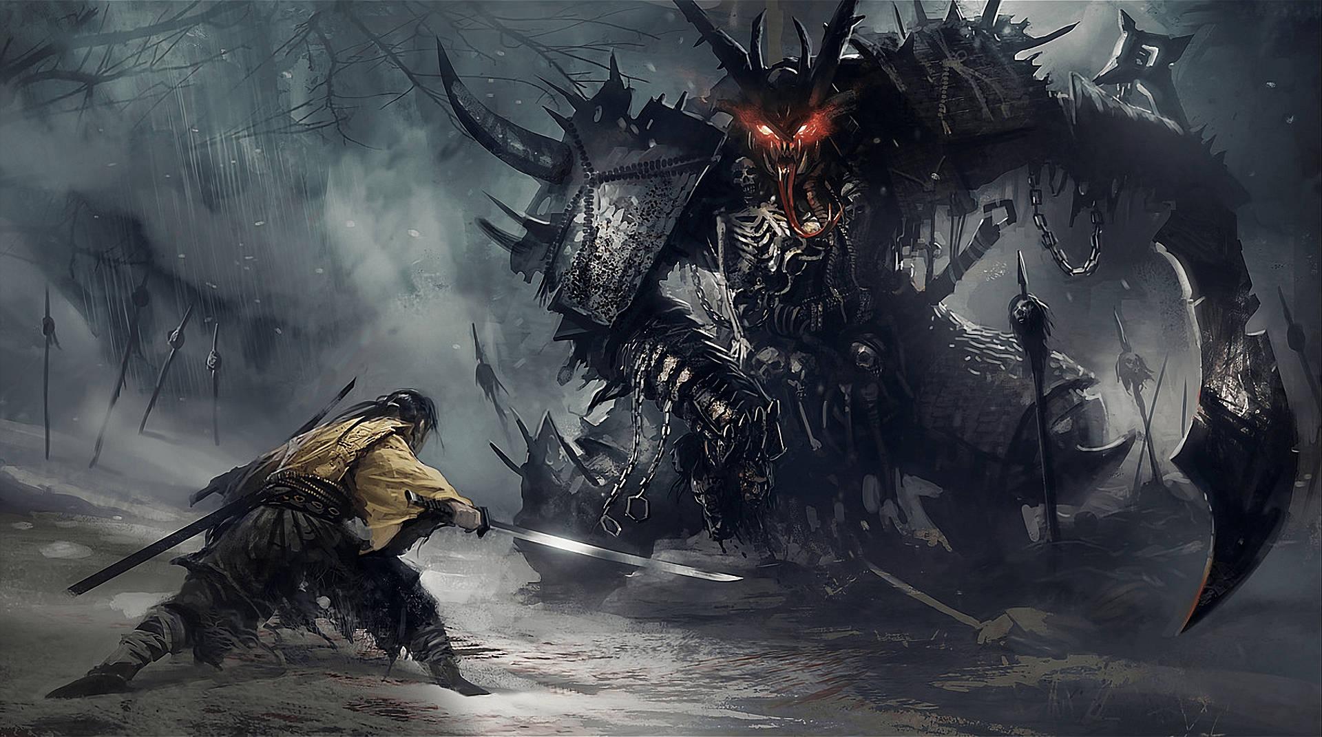 A Samurai warrior battles against a demonic force — 1920x1071 wallpaper