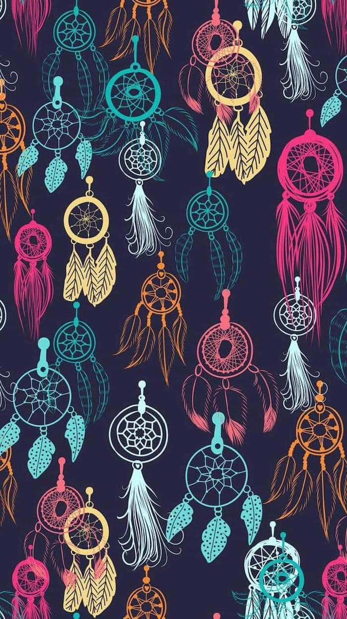 a seamless pattern with colorful dream catcher — 700x1246 wallpaper