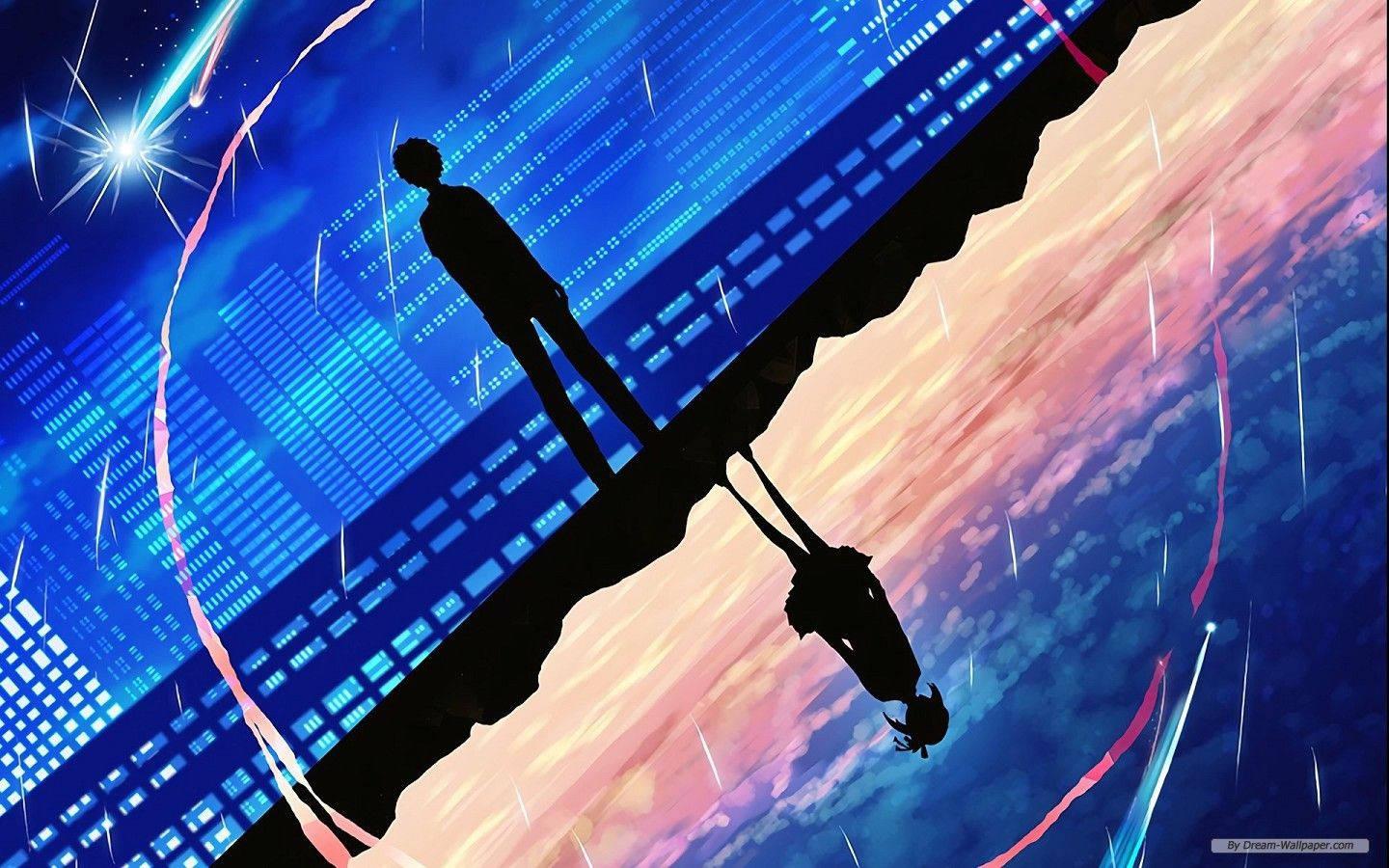 A Silhouette of Mitsuha and Taki from the movie "Your Name" — 1440x900 wallpaper