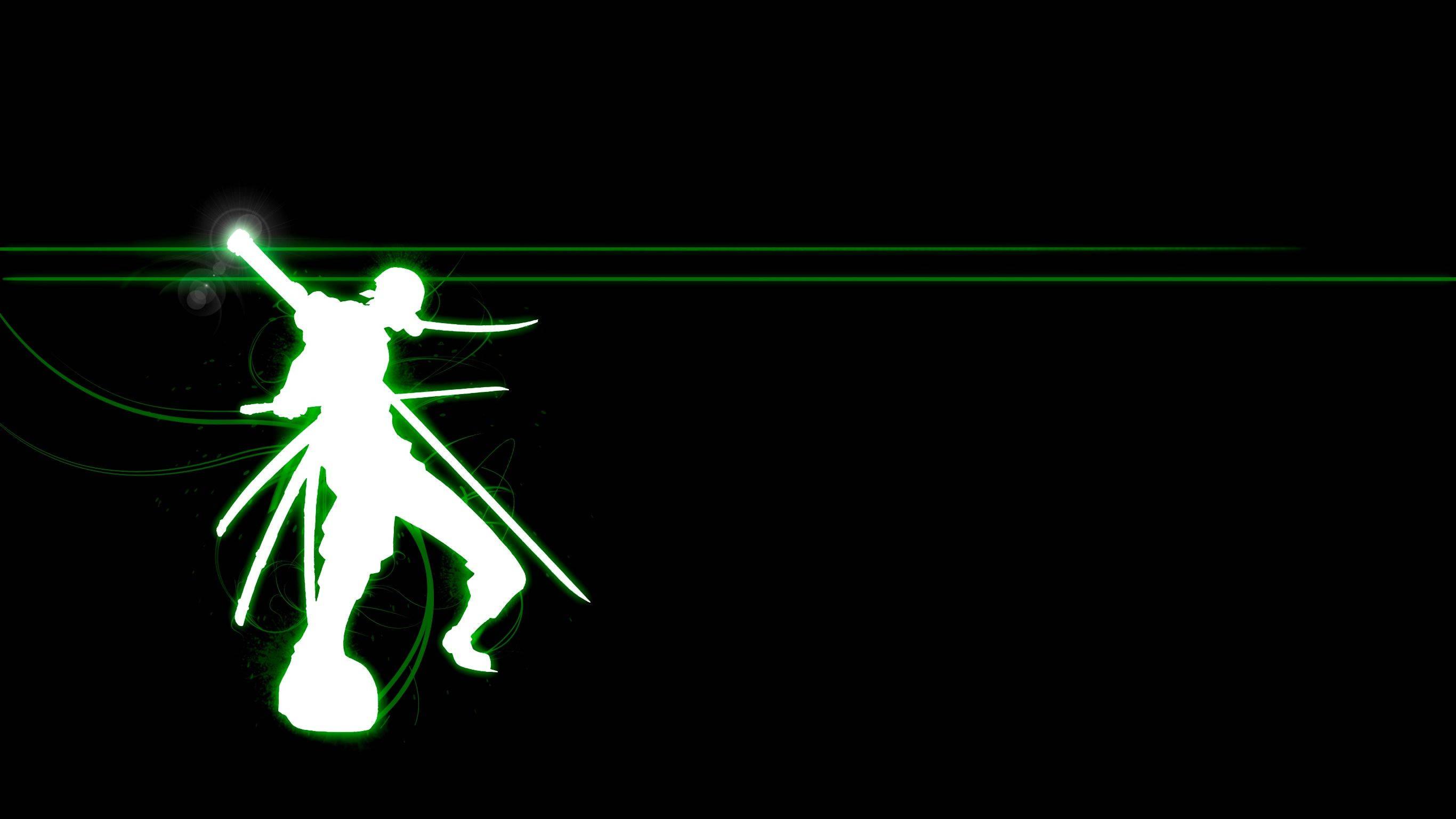 A silhouette of the iconic pirate hunter Roronoa Zoro. — 2732x1536 wallpaper