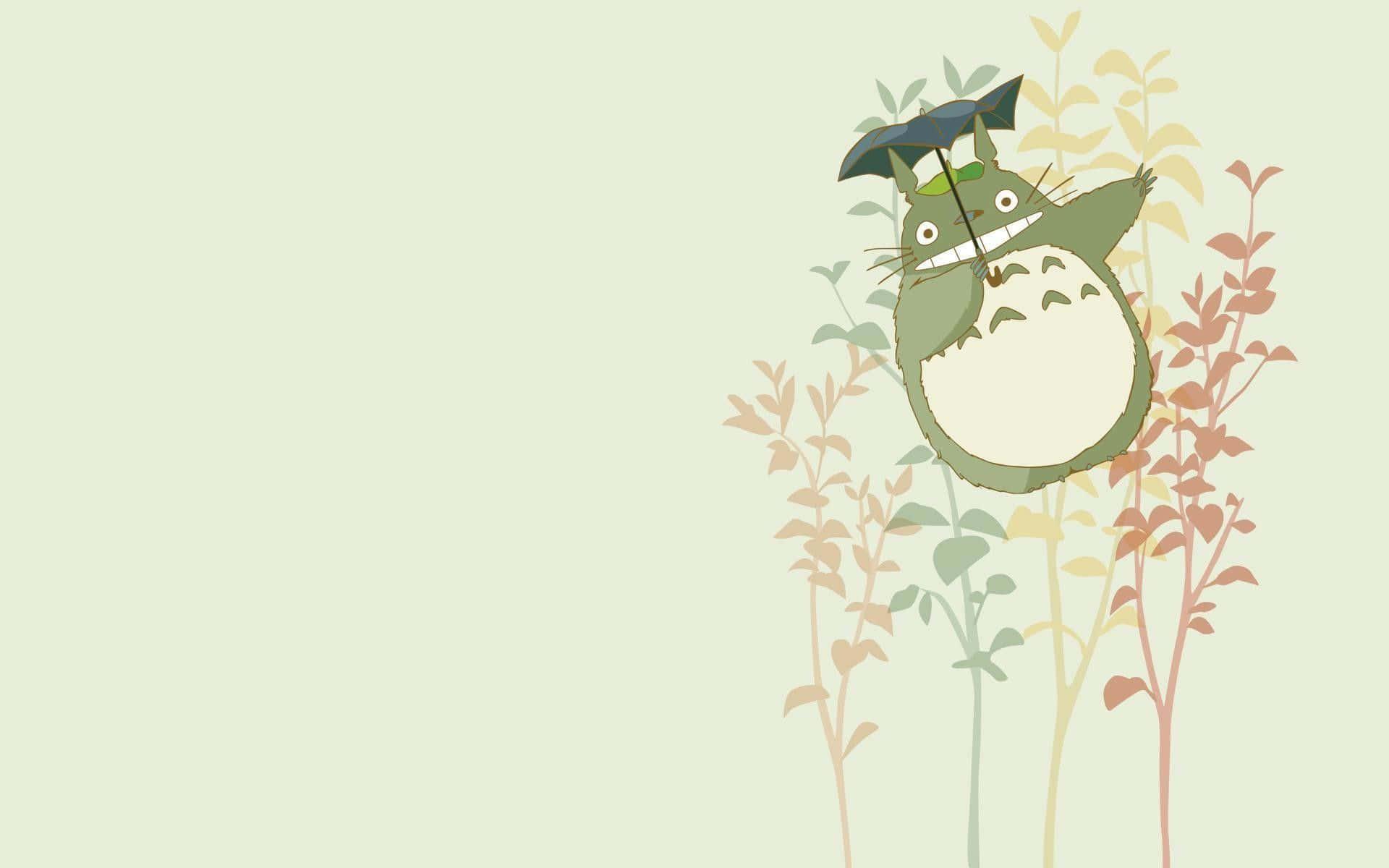 A smiling Totoro surrounded by radiant butterflies — 1920x1200 wallpaper