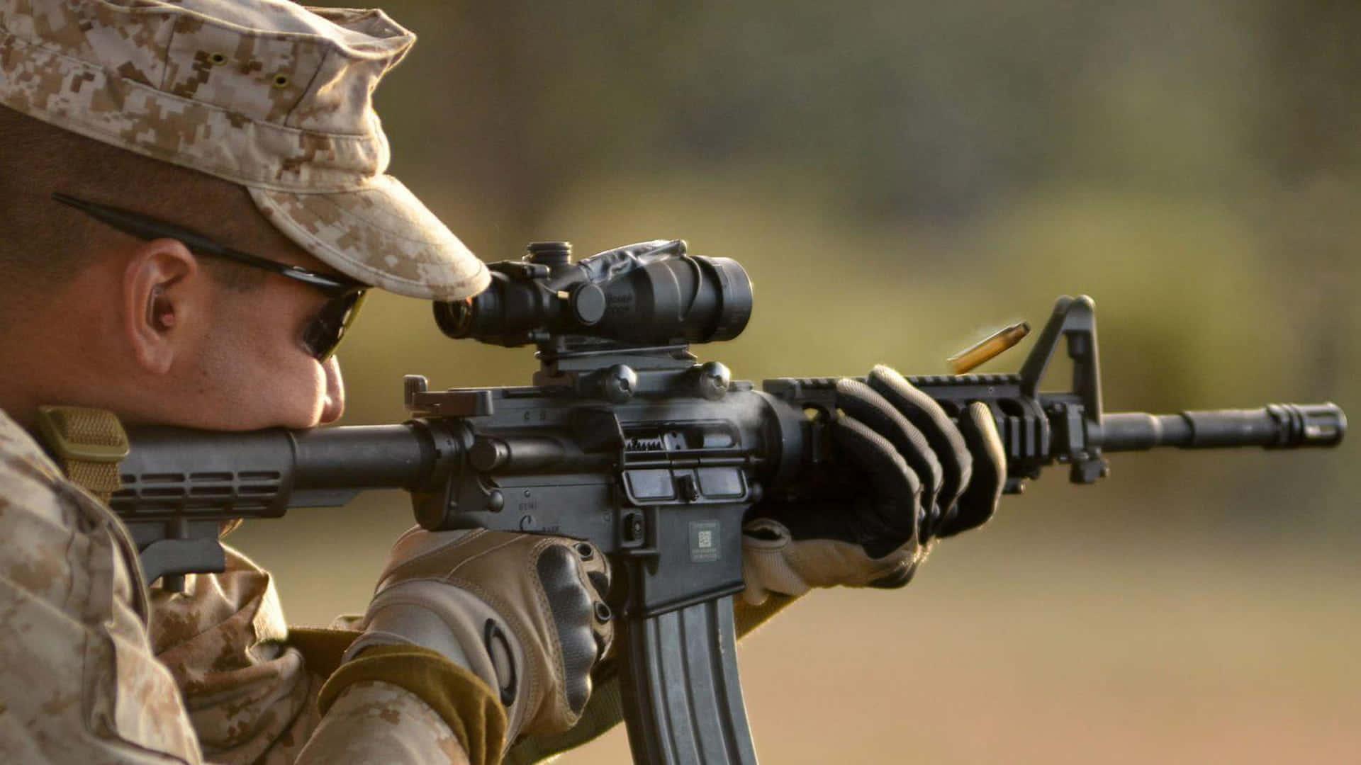 a soldier is aiming his rifle — 1920x1080 wallpaper