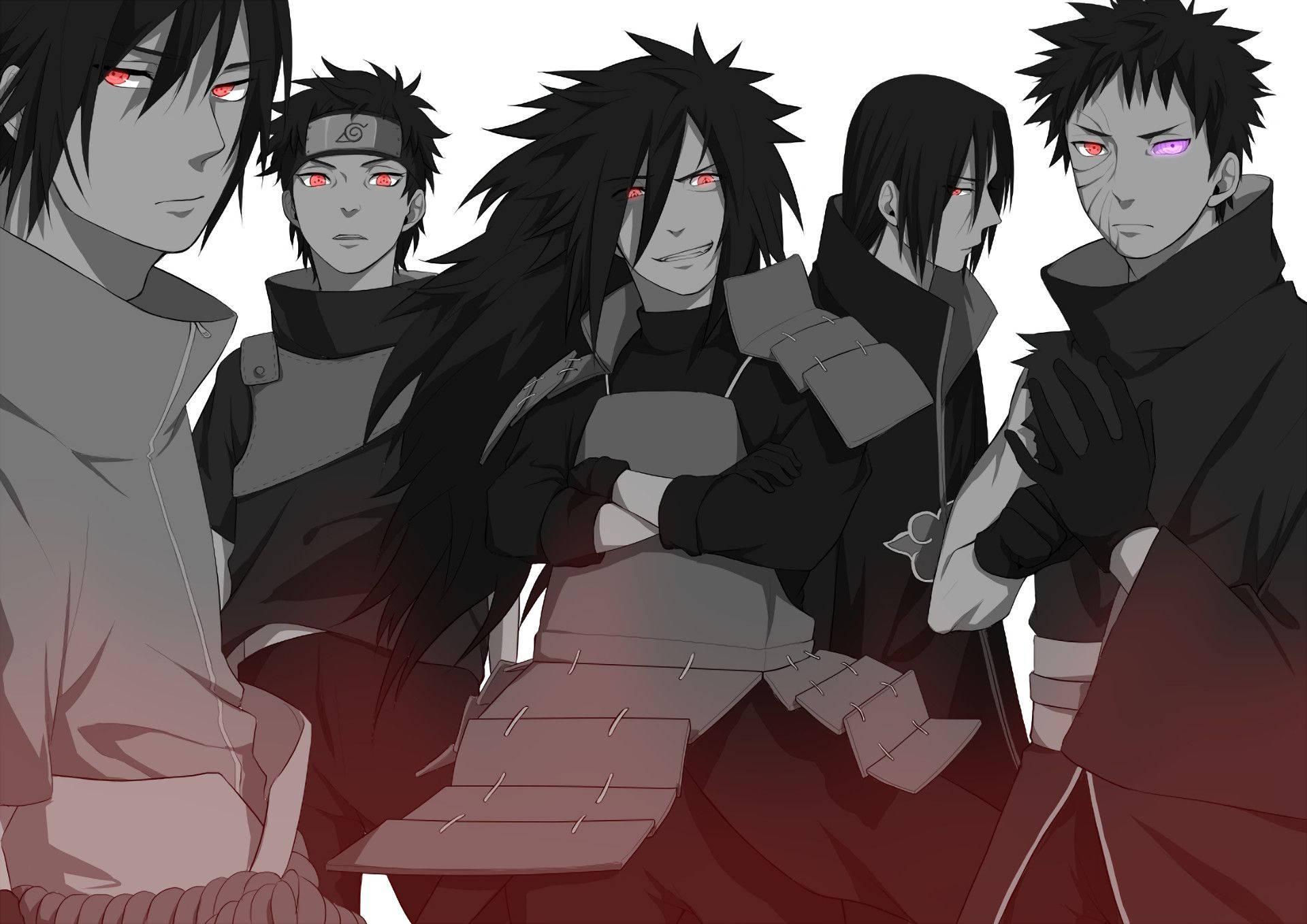 A solemn look of Itachi Uchiha, the leader of the Uchiha Clan.