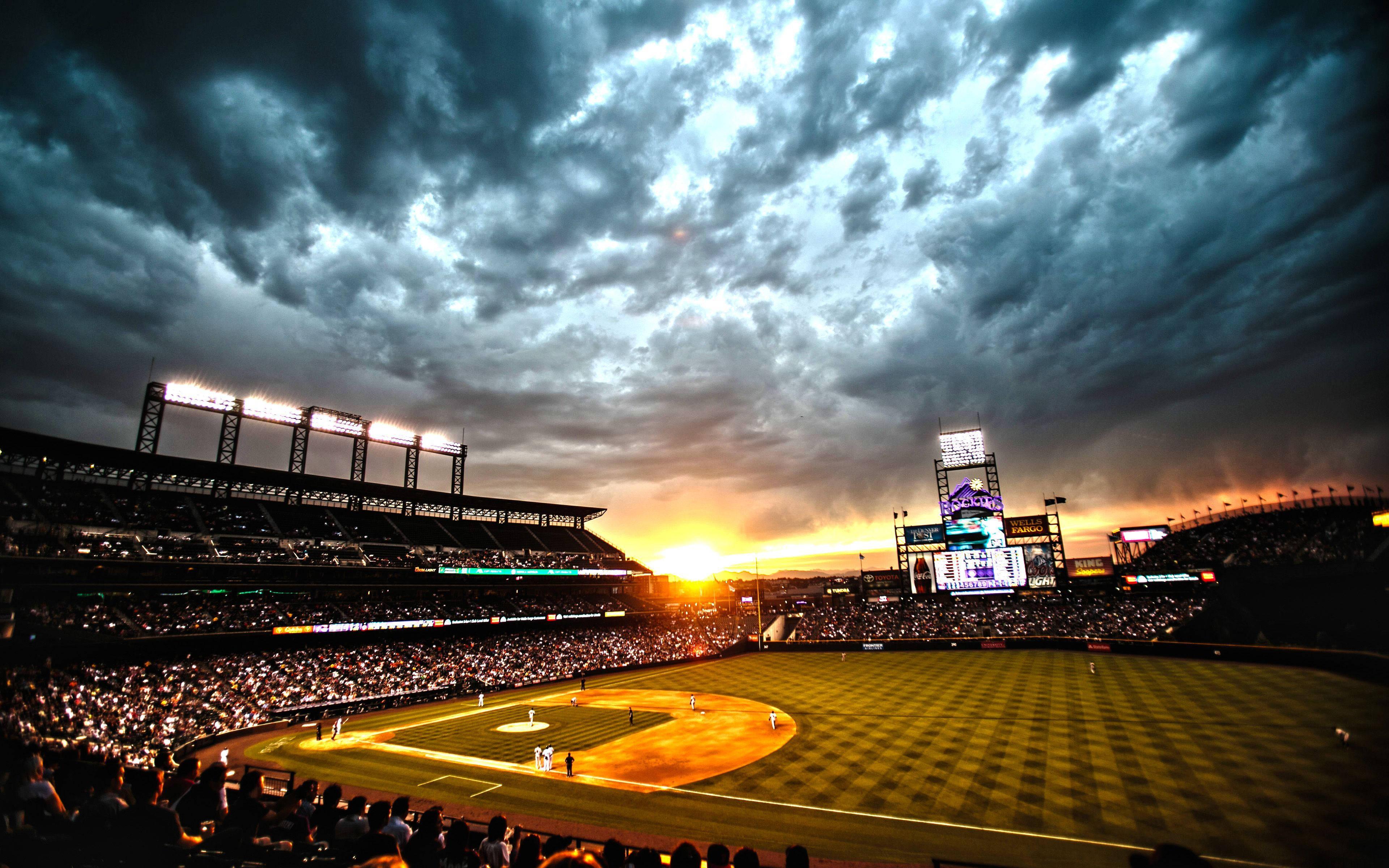 A stunning view of a baseball stadium at sunset — 3840x2400 wallpaper