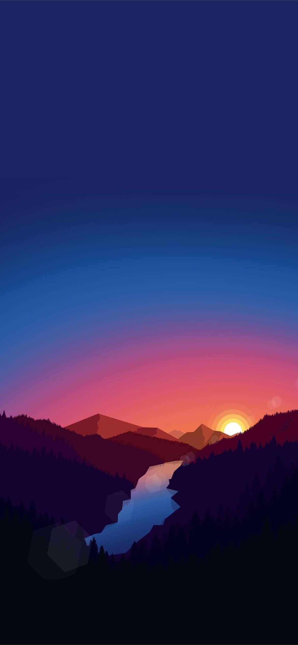 a sunset over a mountain landscape — 1170x2532 wallpaper