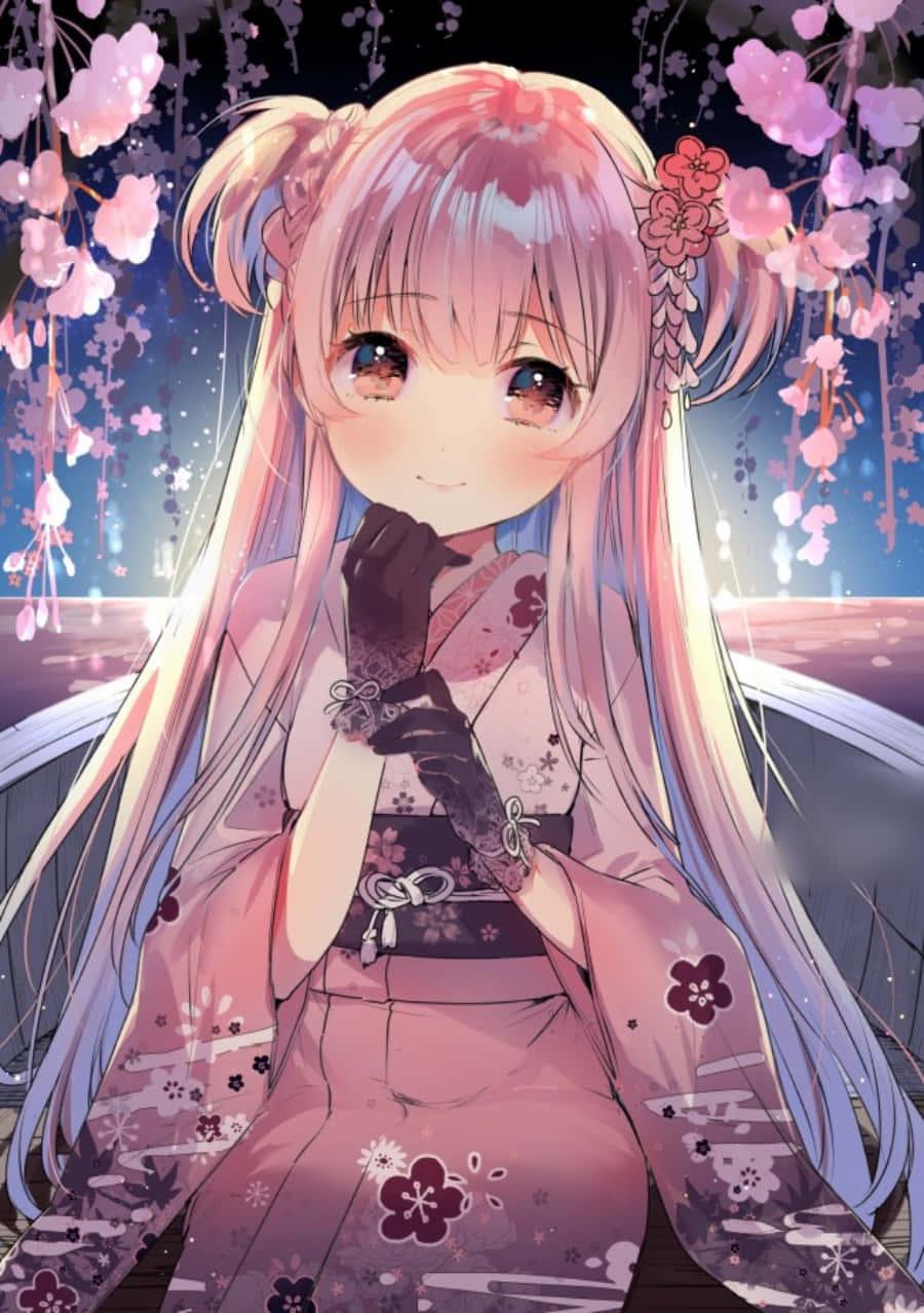 A sweet and playful anime character with huge eyes — 900x1278 wallpaper