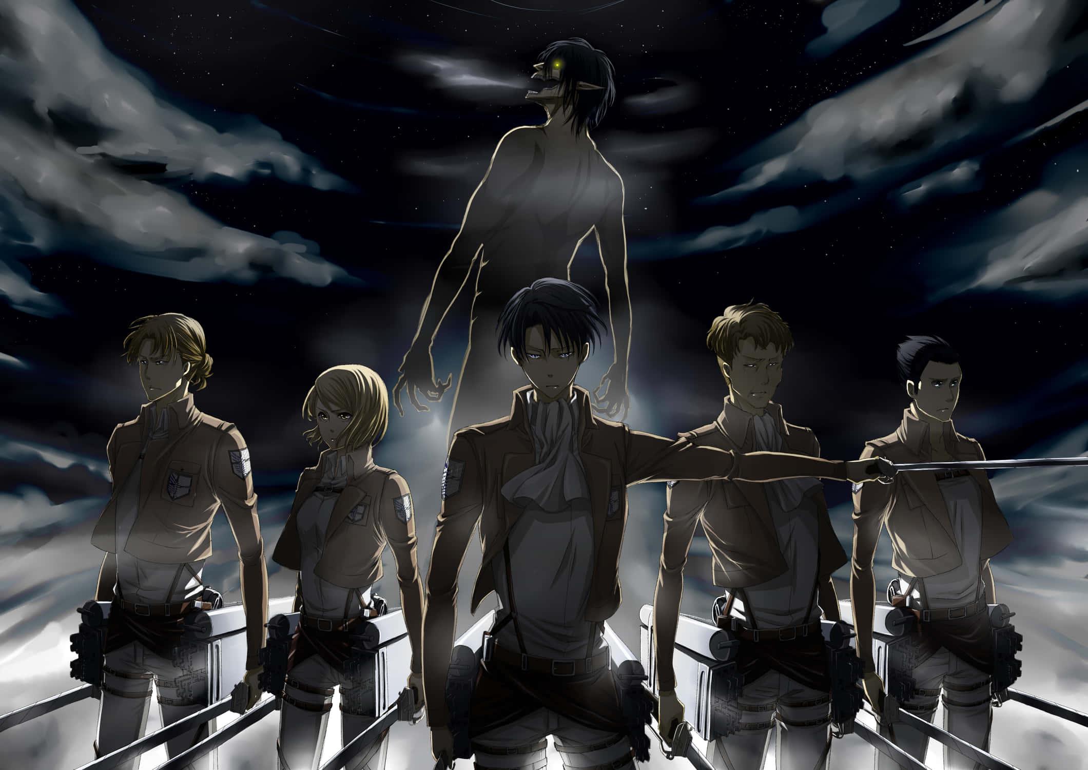 A titan stands ready to engage in the battle of humankind in Attack on Titan — 2120x1500 wallpaper