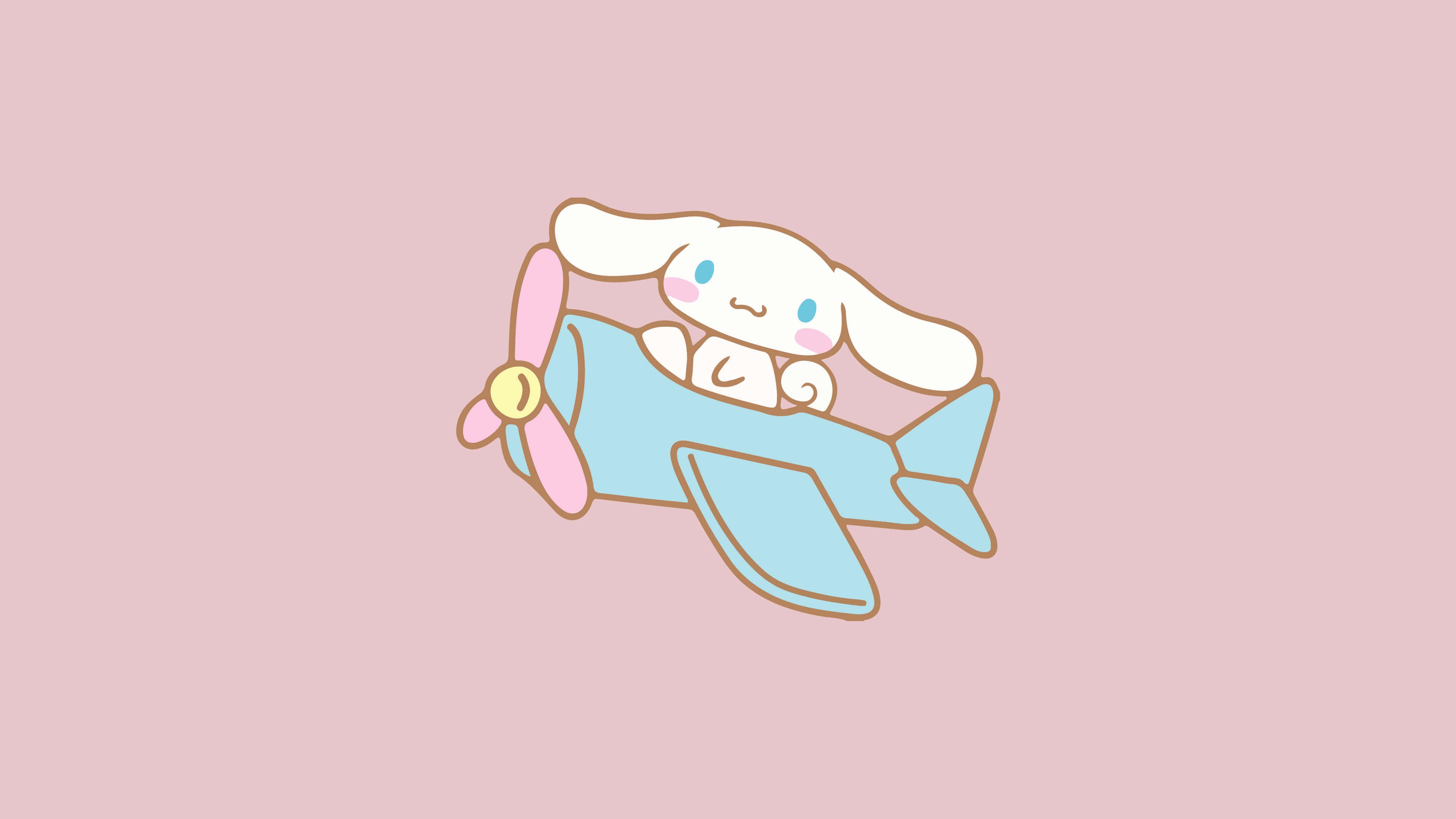 a white dog on a plane with a pink background — 3840x2160 wallpaper