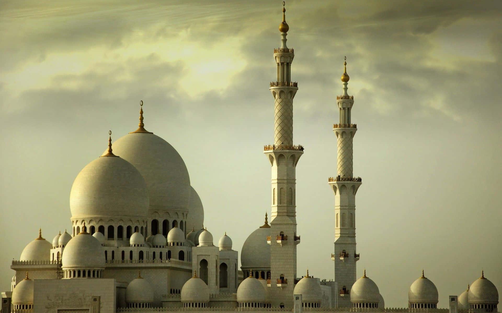 a white mosque with a cloudy sky — 1920x1200 wallpaper