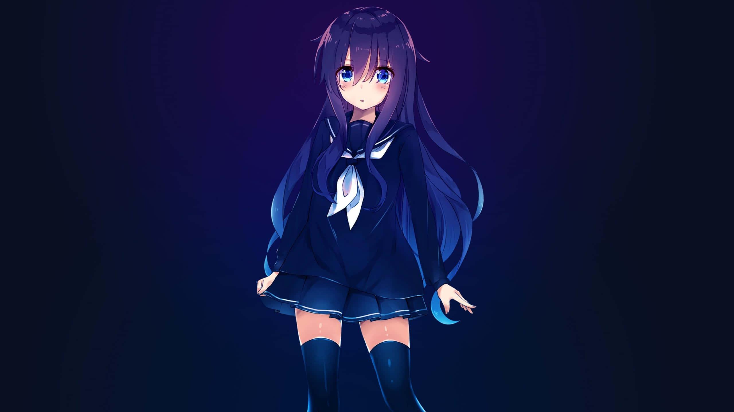 A wide-eyed Anime Girl lost in thought — 2560x1440 wallpaper