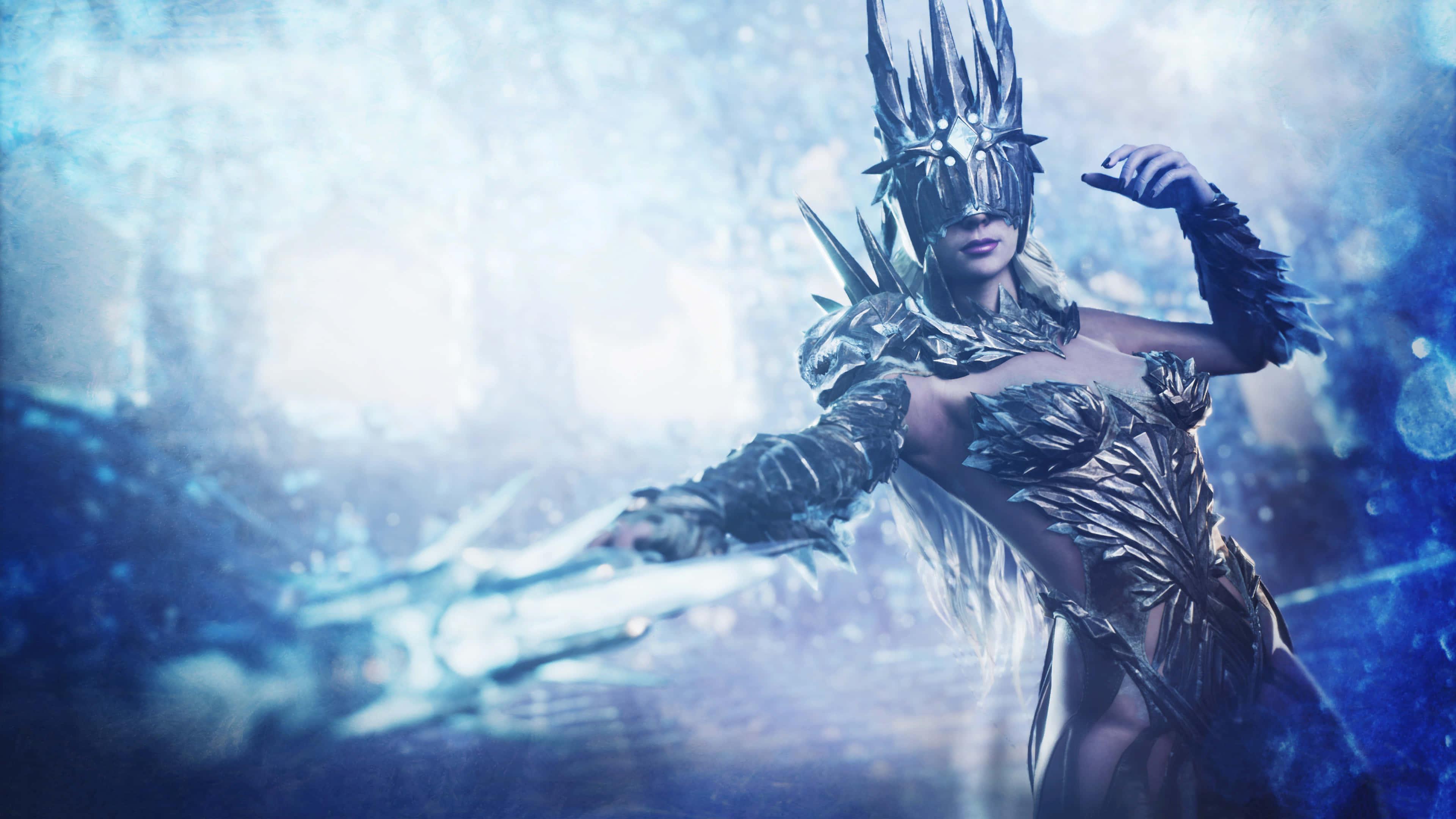 a woman in armor holding a sword — 3840x2160 wallpaper