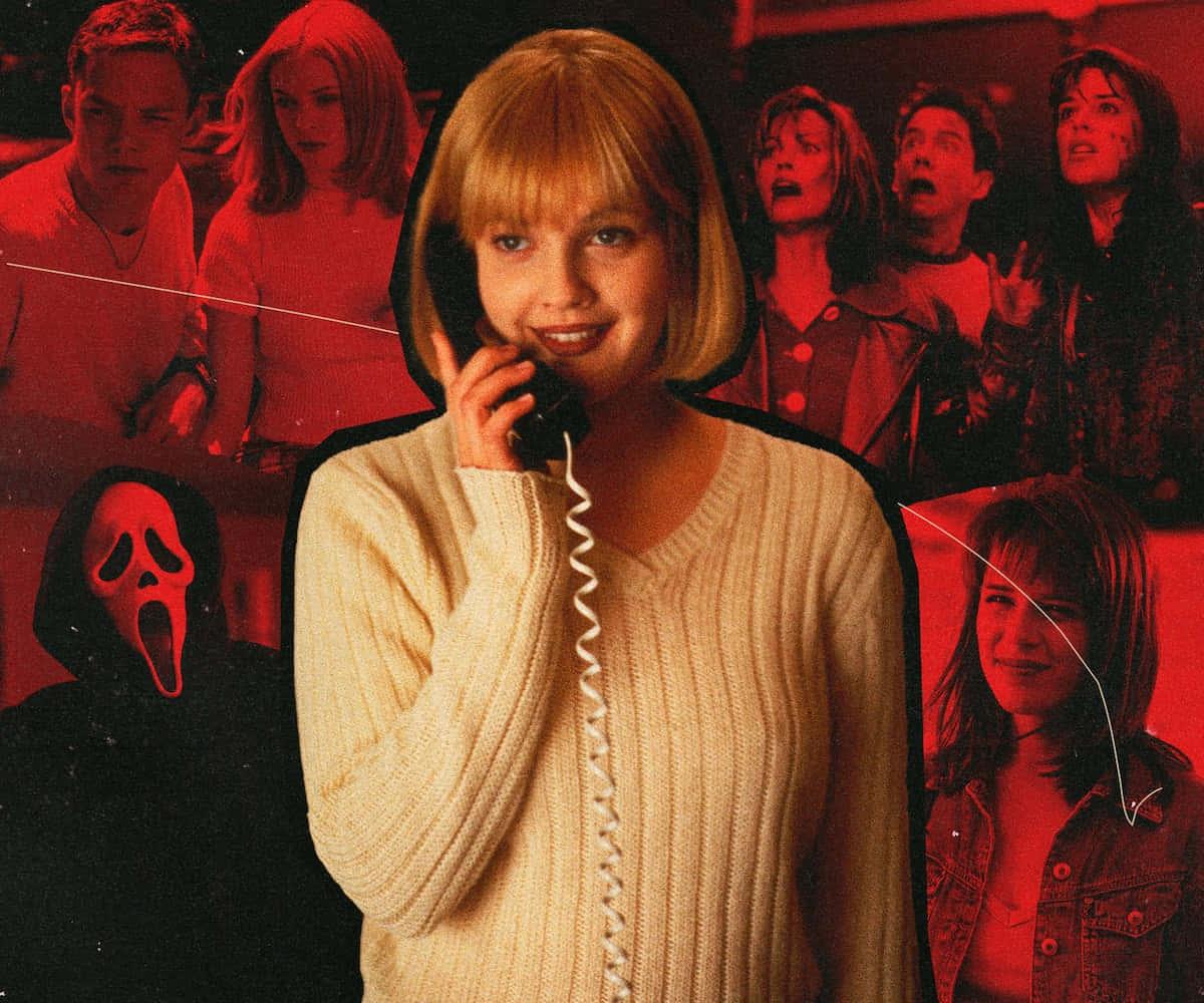 a woman talking on the phone with a group of people — 1200x1000 wallpaper