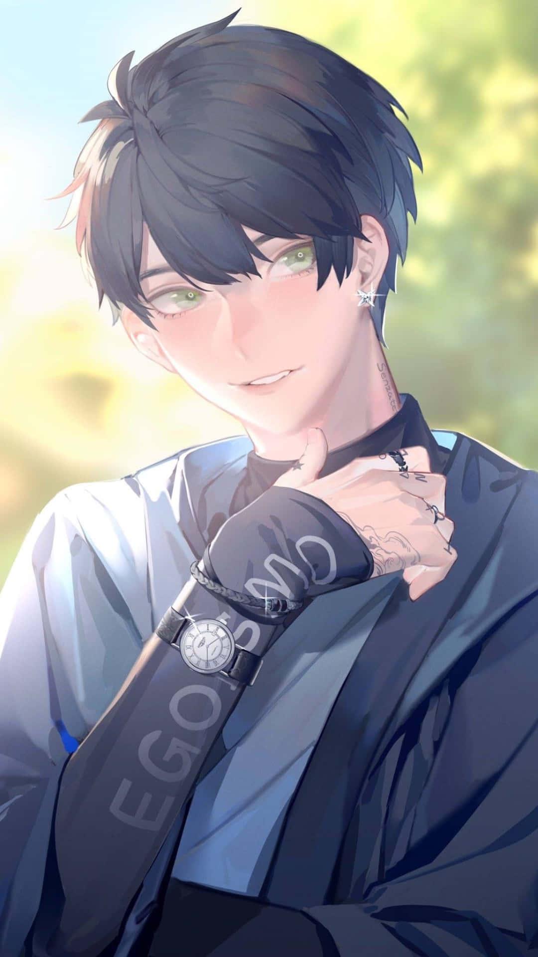 A young anime boy with a serious look on his face — 1080x1920 wallpaper