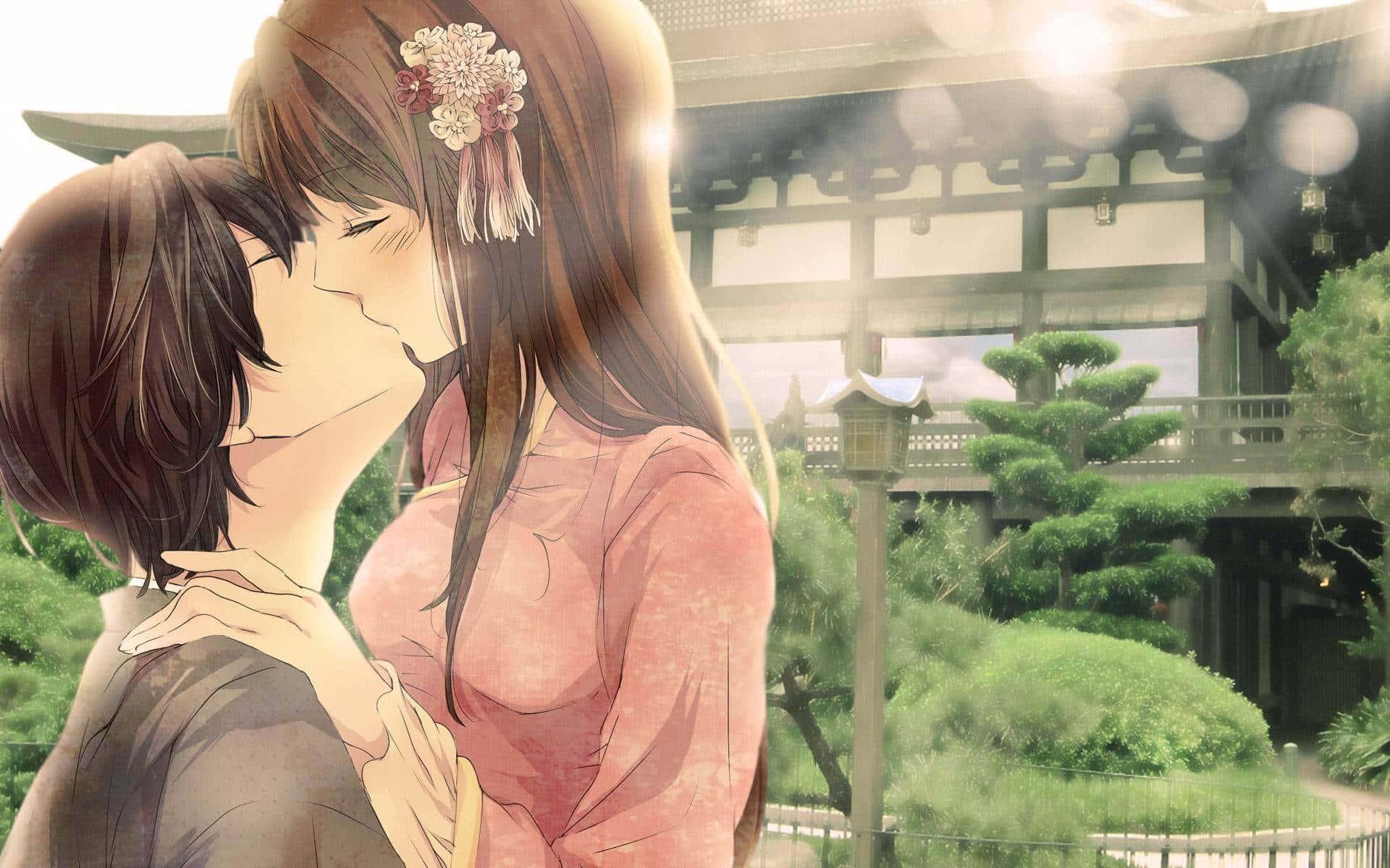 A youthful and beautiful aesthetic couple having fun in the world of anime — 1920x1200 wallpaper