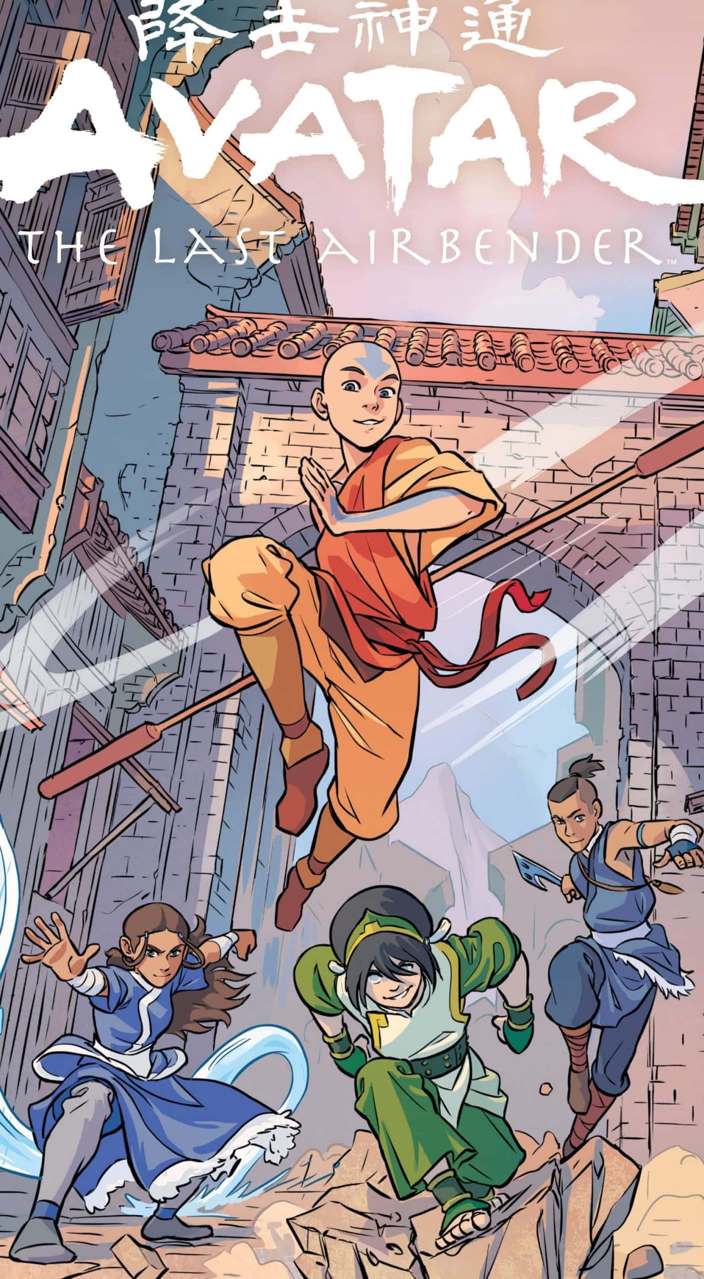 Aang combining airbending and firebending — 1410x2560 wallpaper