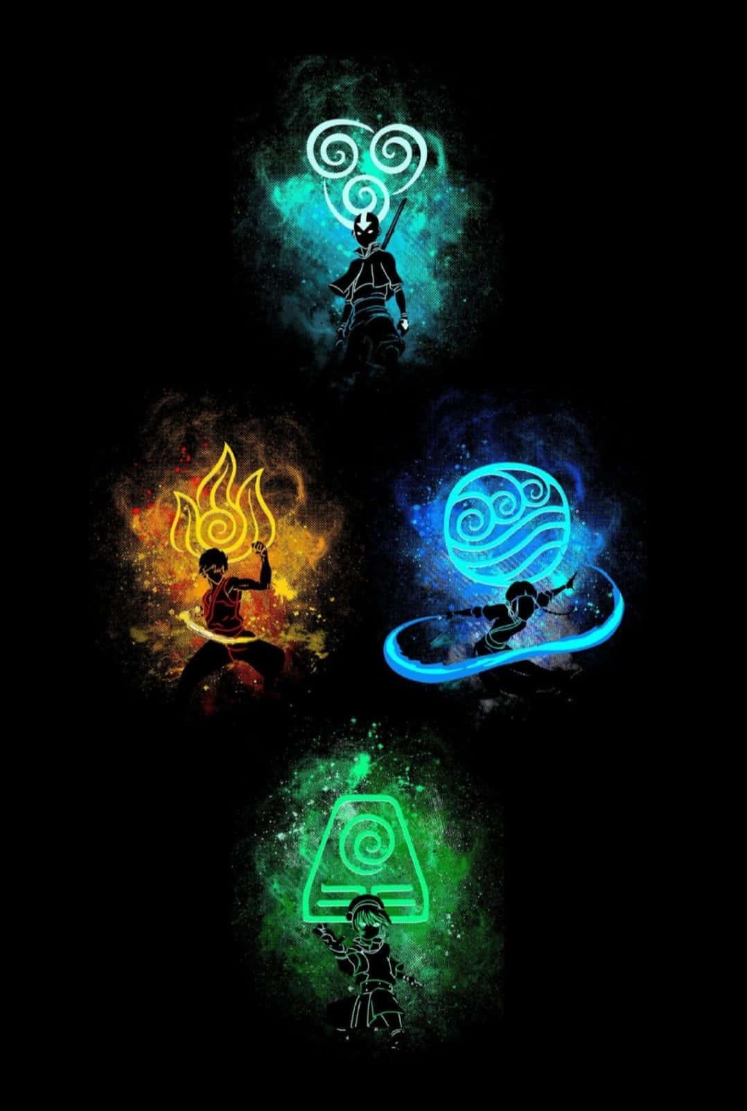 Aang in Avatar State with elements swirling - Avatar The Last Airbender — 1078x1603 wallpaper