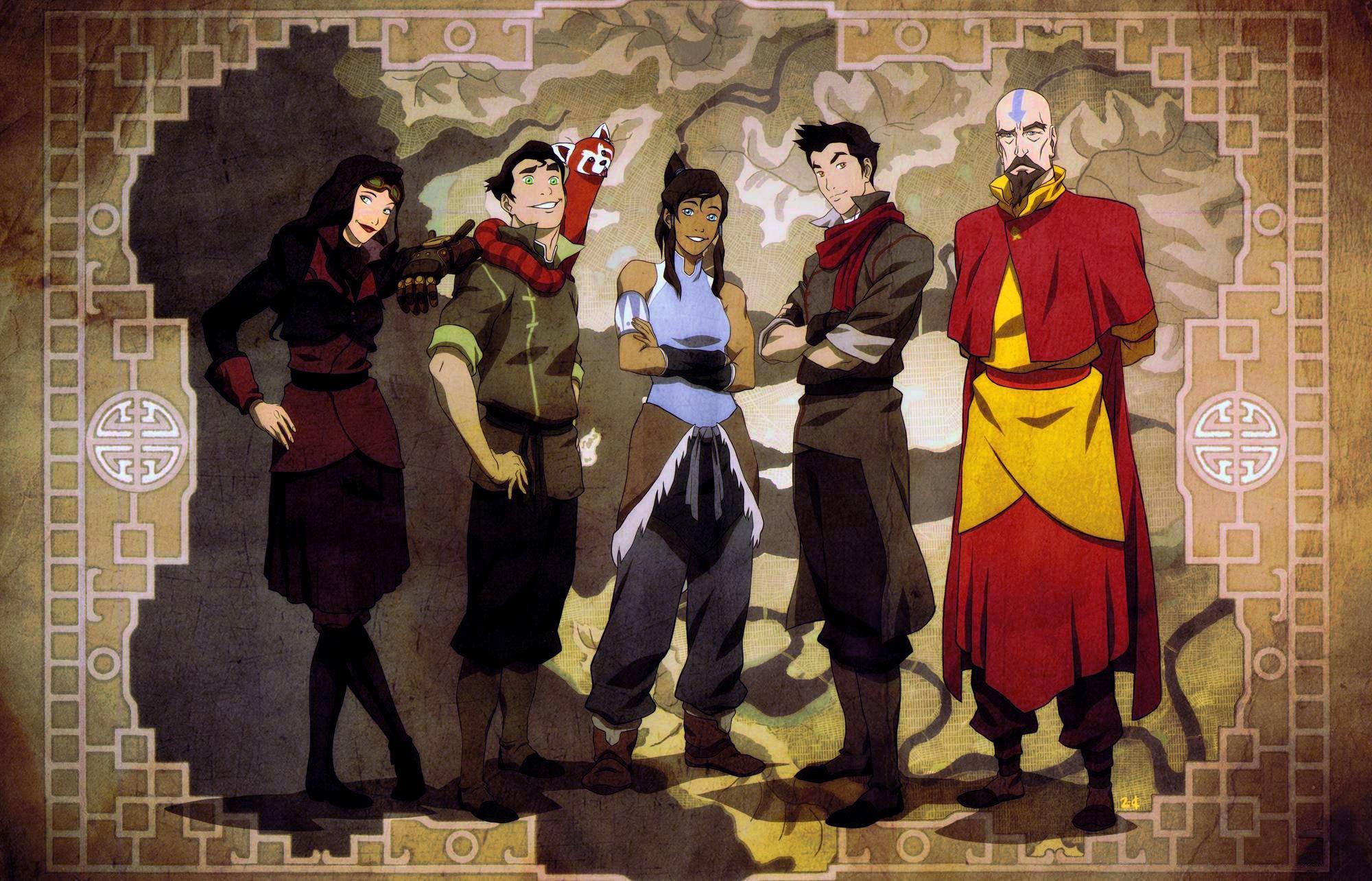 Aang, the Avatar and protector of the four nations and Korra, the powerful successor to Aang — 2000x1284 wallpaper