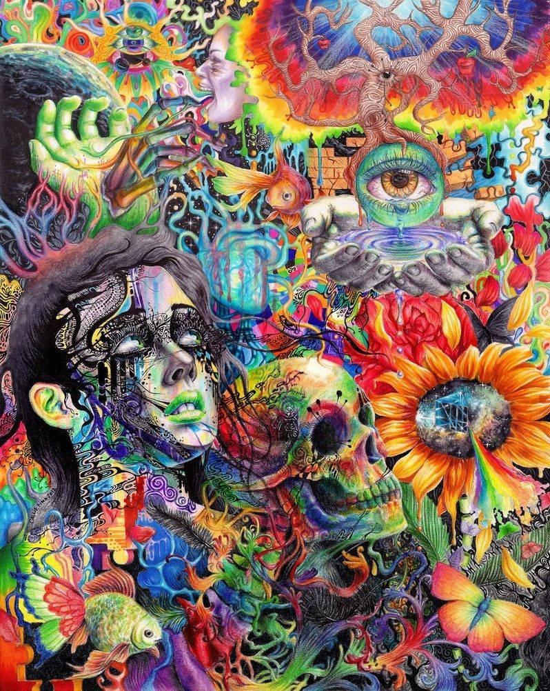 Abstract Art Trippy Faces — 798x1002 wallpaper