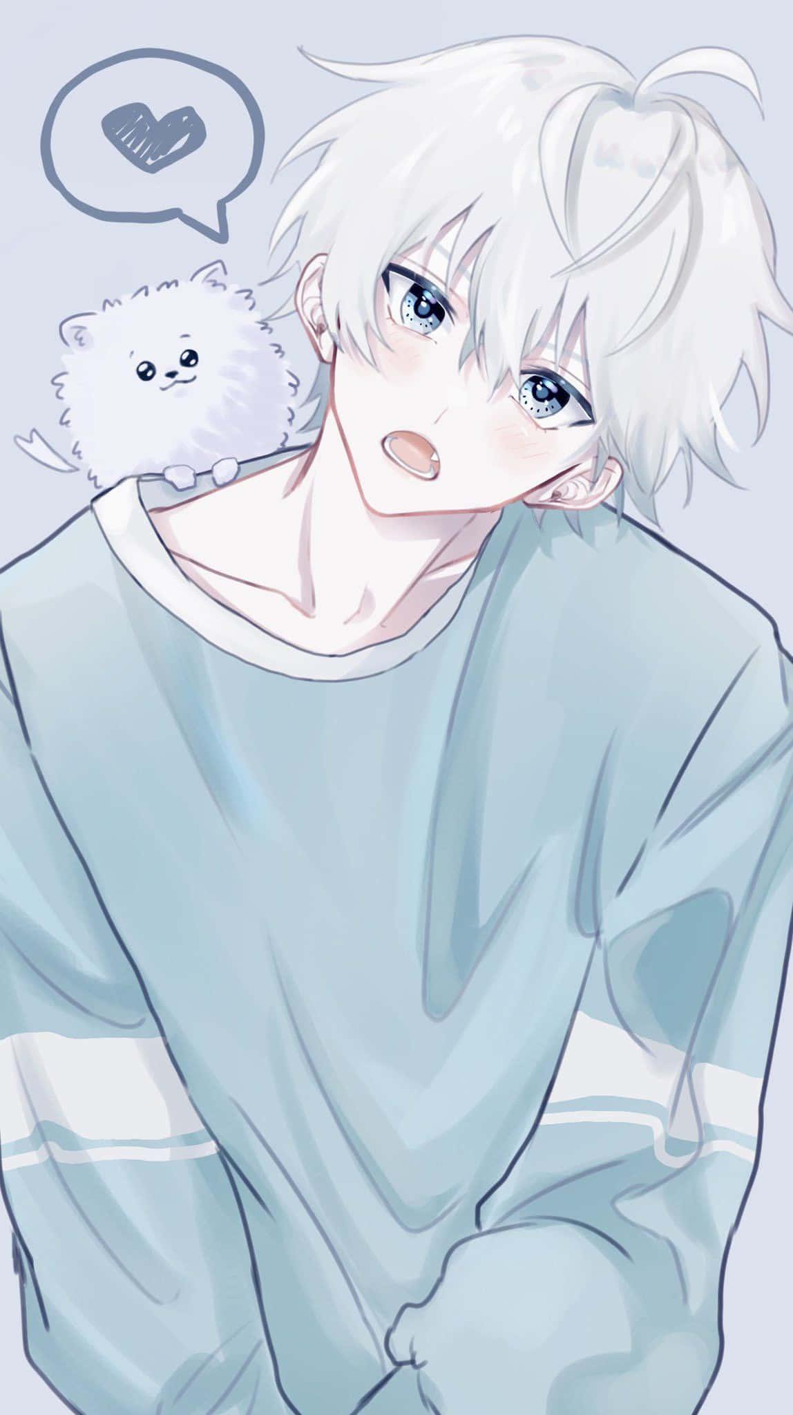 Adorable anime boys playing together in a meadow — 1148x2048 wallpaper