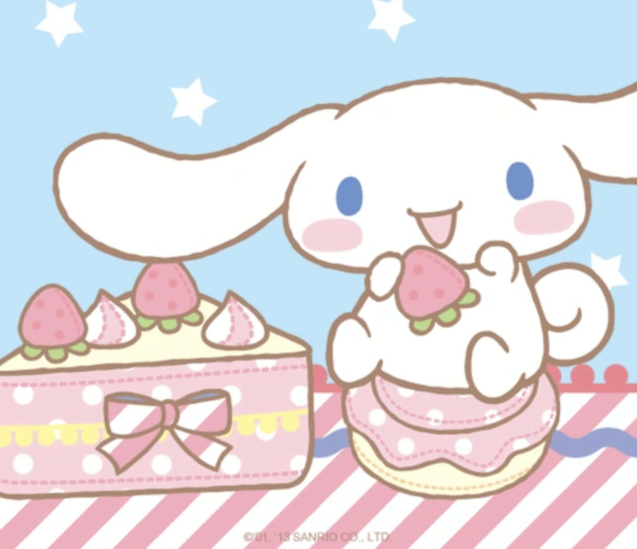Adorable Cinnamoroll on a Blue Sky Background