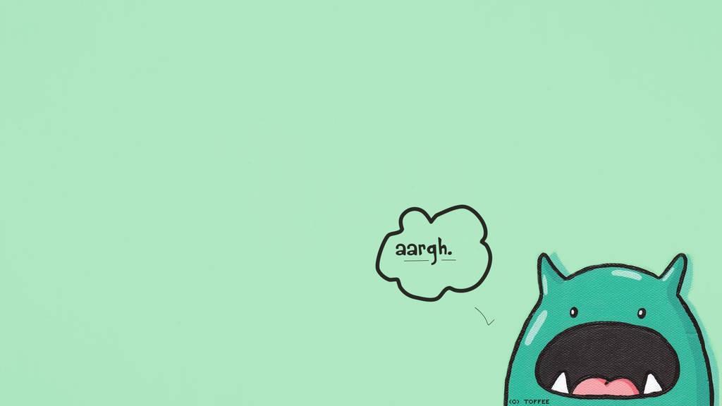 Adorable Green Cartoon Monster brightening up your Laptop Screen. — 1024x576 wallpaper