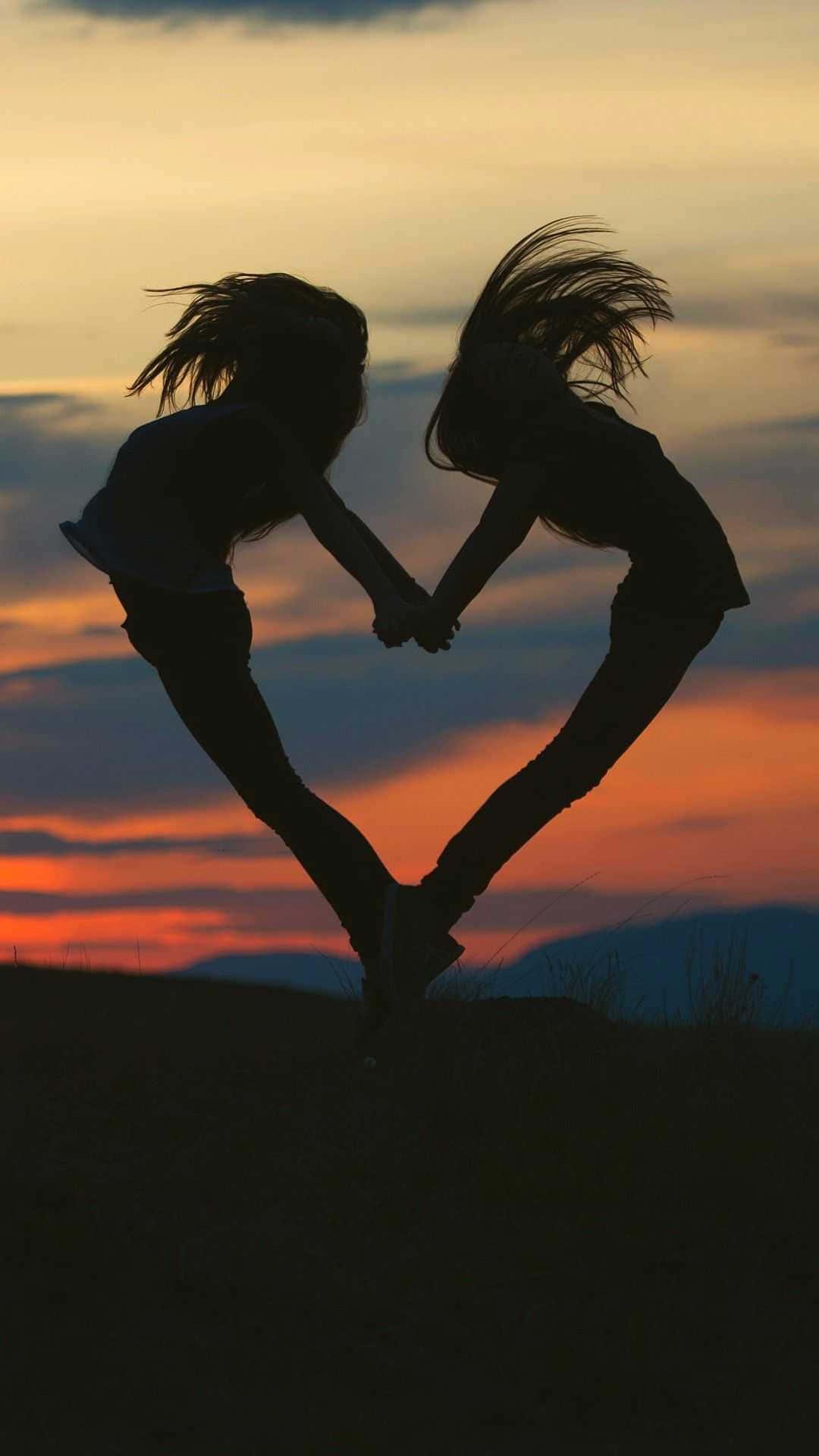 Adorable Heart-themed Matching Best Friend Wallpaper — 1080x1920 wallpaper