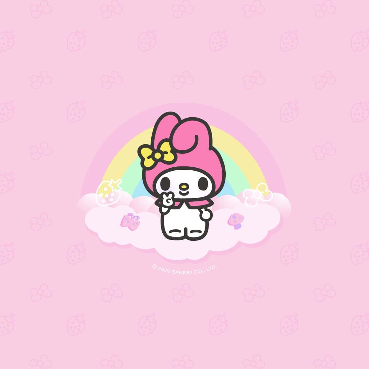 Adorable My Melody Cuddling Her Plush — 1200x1200 wallpaper
