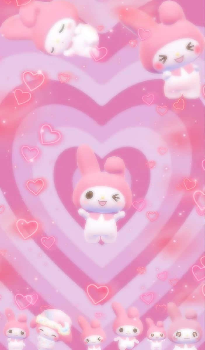 Adorable My Melody Holding Balloons in a Sea of Color — 702x1200 wallpaper