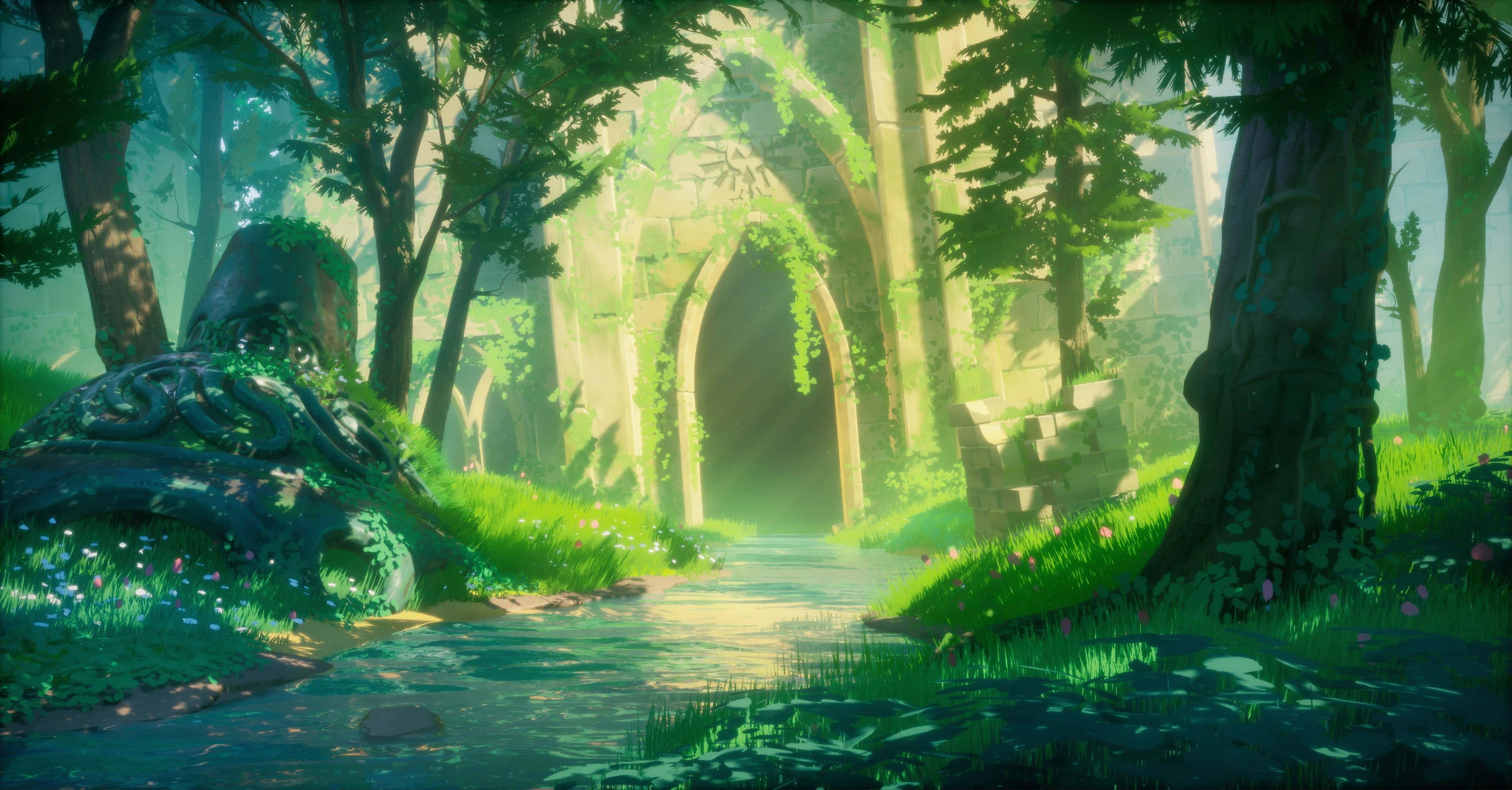 Adventure awaits in Hyrule with Link, the Hero of Time — 3840x2007 wallpaper