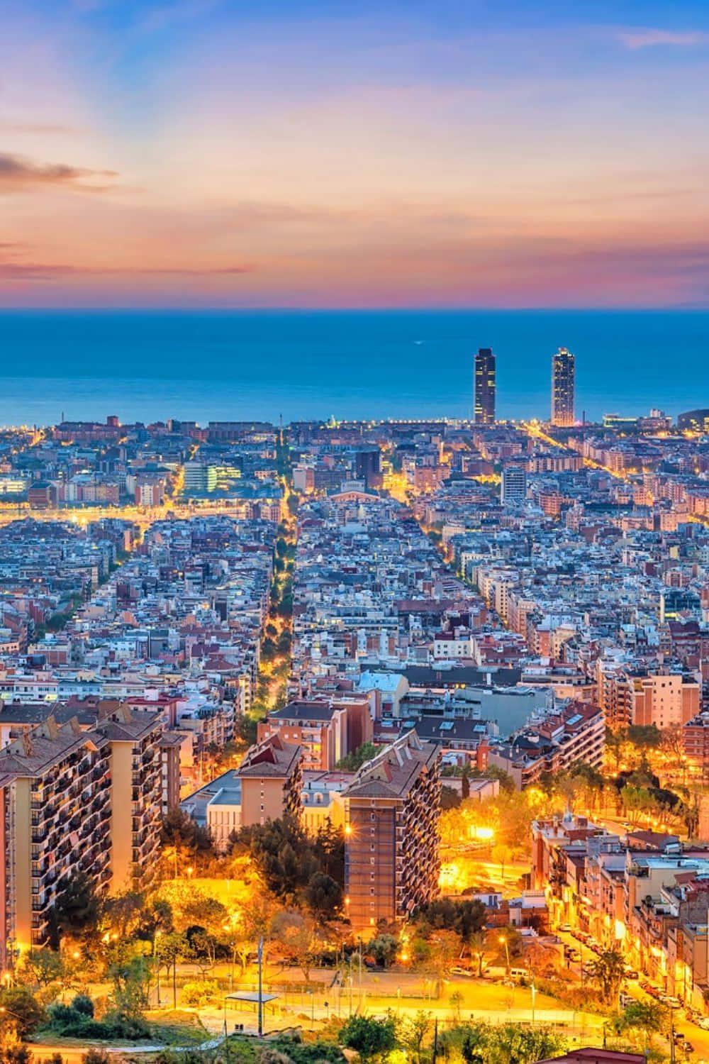 Aerial view of Barcelona City, Spain — 1000x1500 wallpaper
