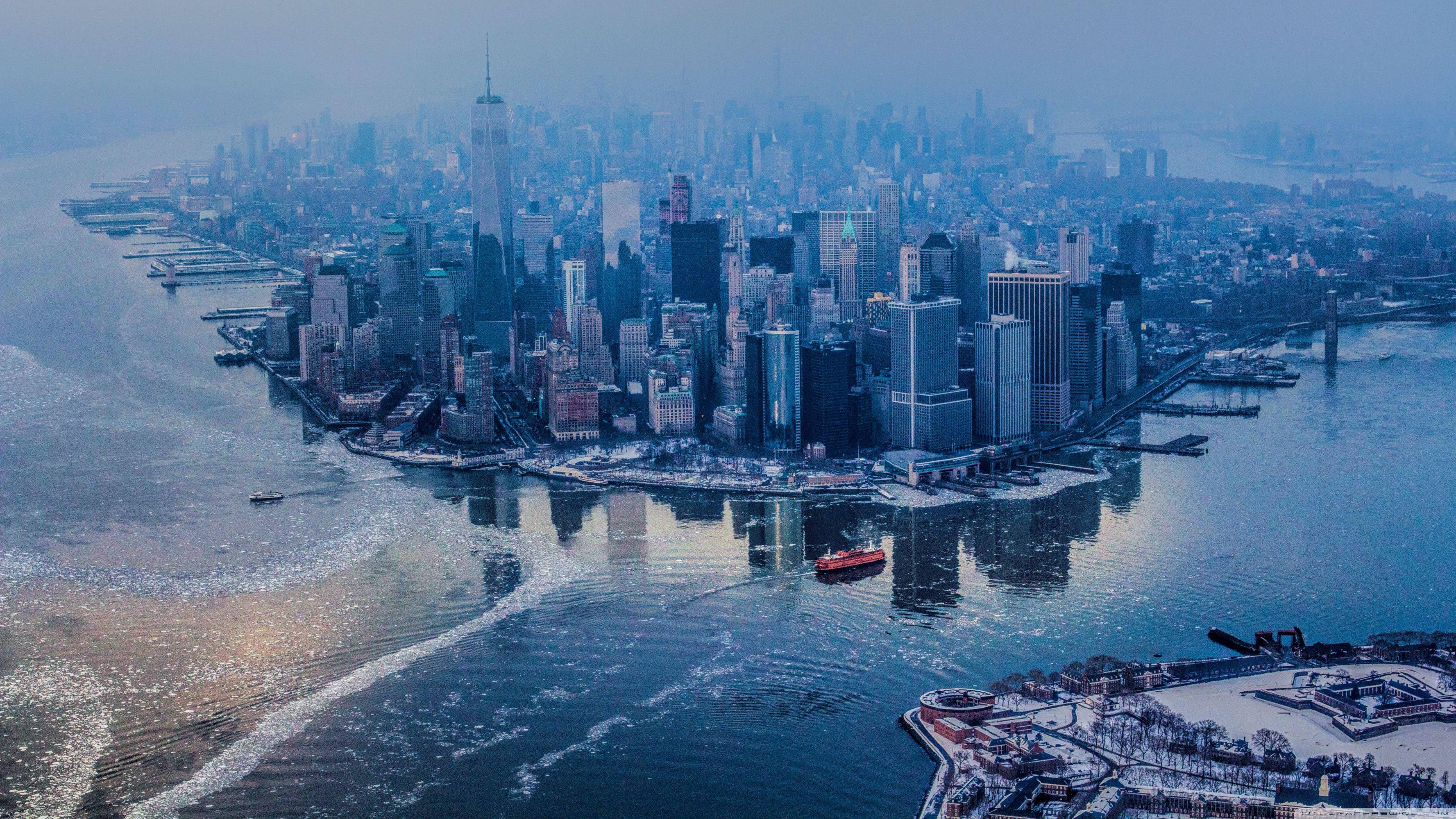 Aerial view of Manhattan, New York City — 3554x1999 wallpaper