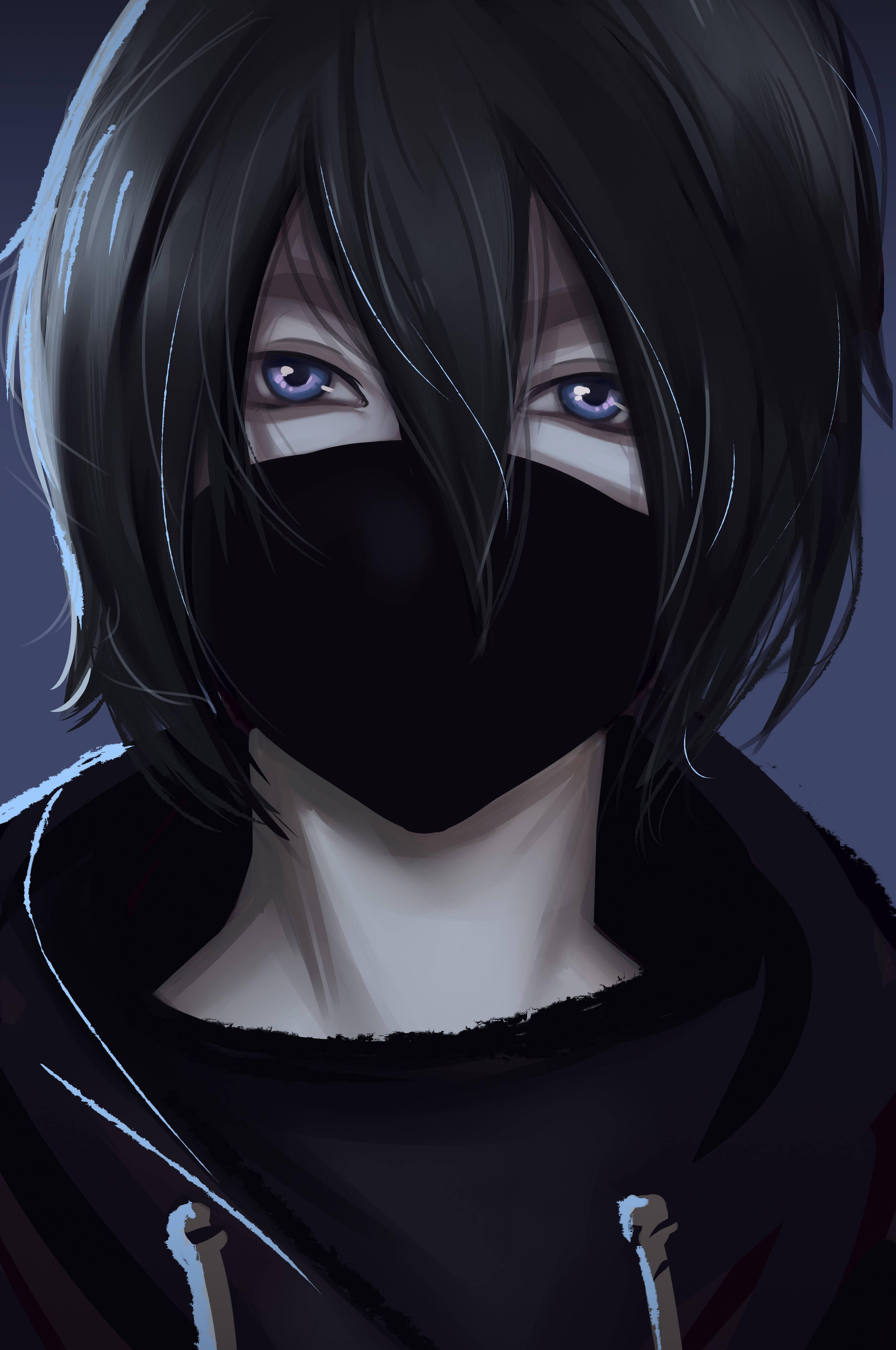 Aesthetischer anime junge icon schwarze maske