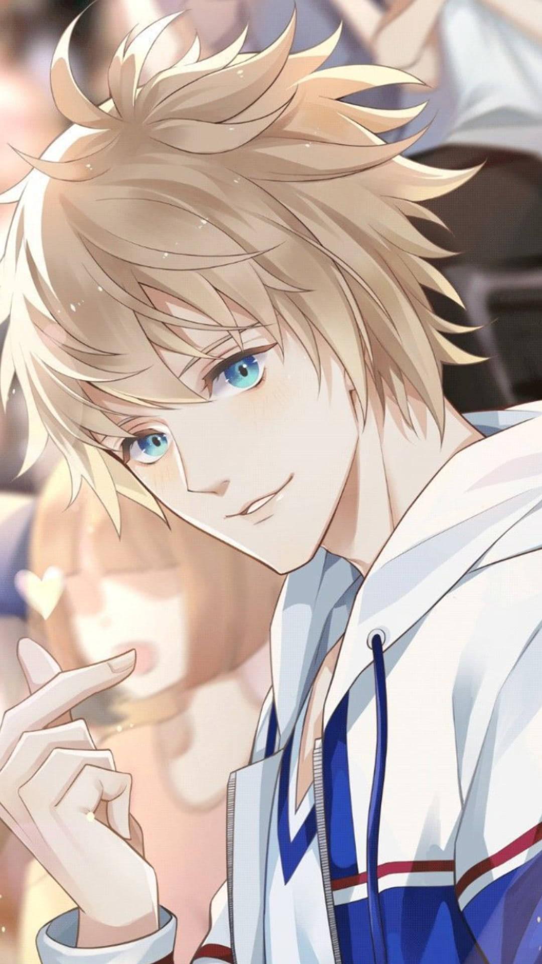Aesthetischer anime junge icon finger herz